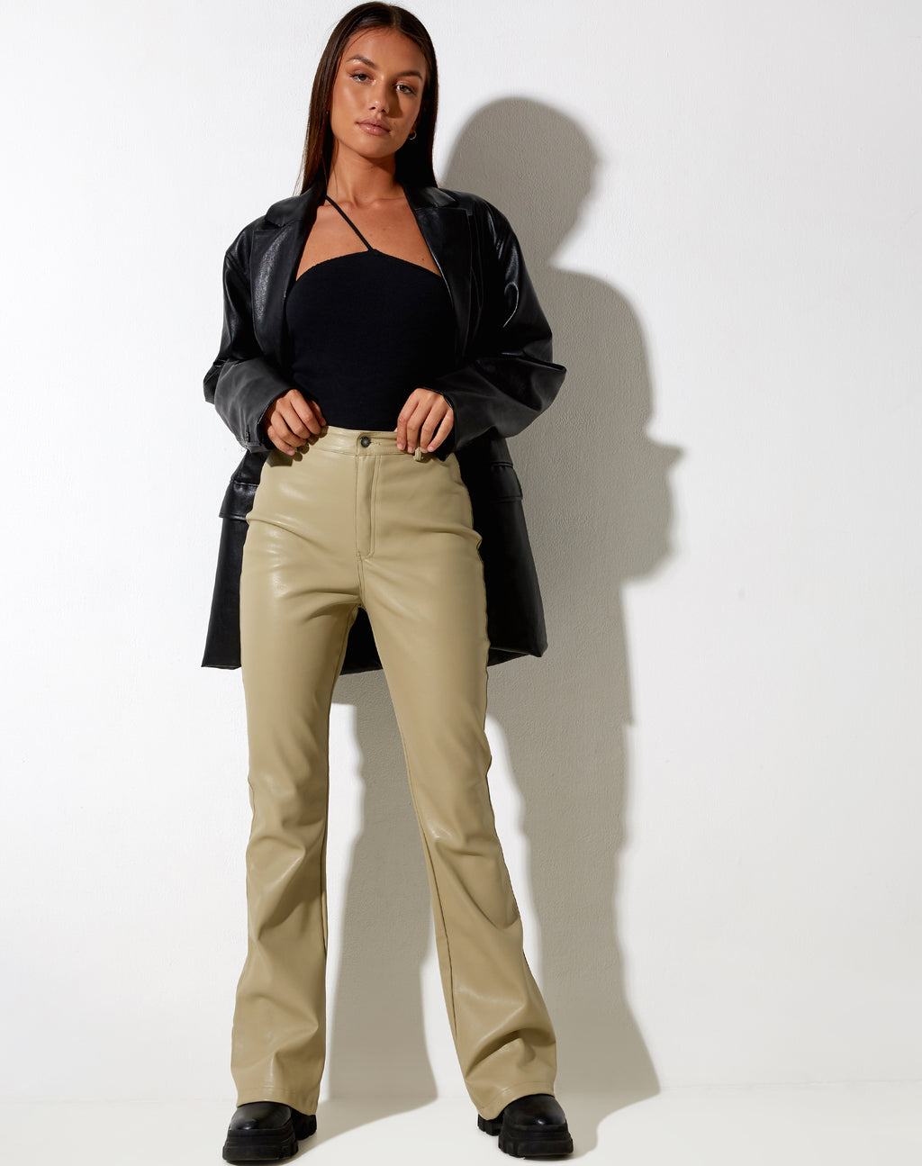 Zoven Flare Trouser in Pu Sage
