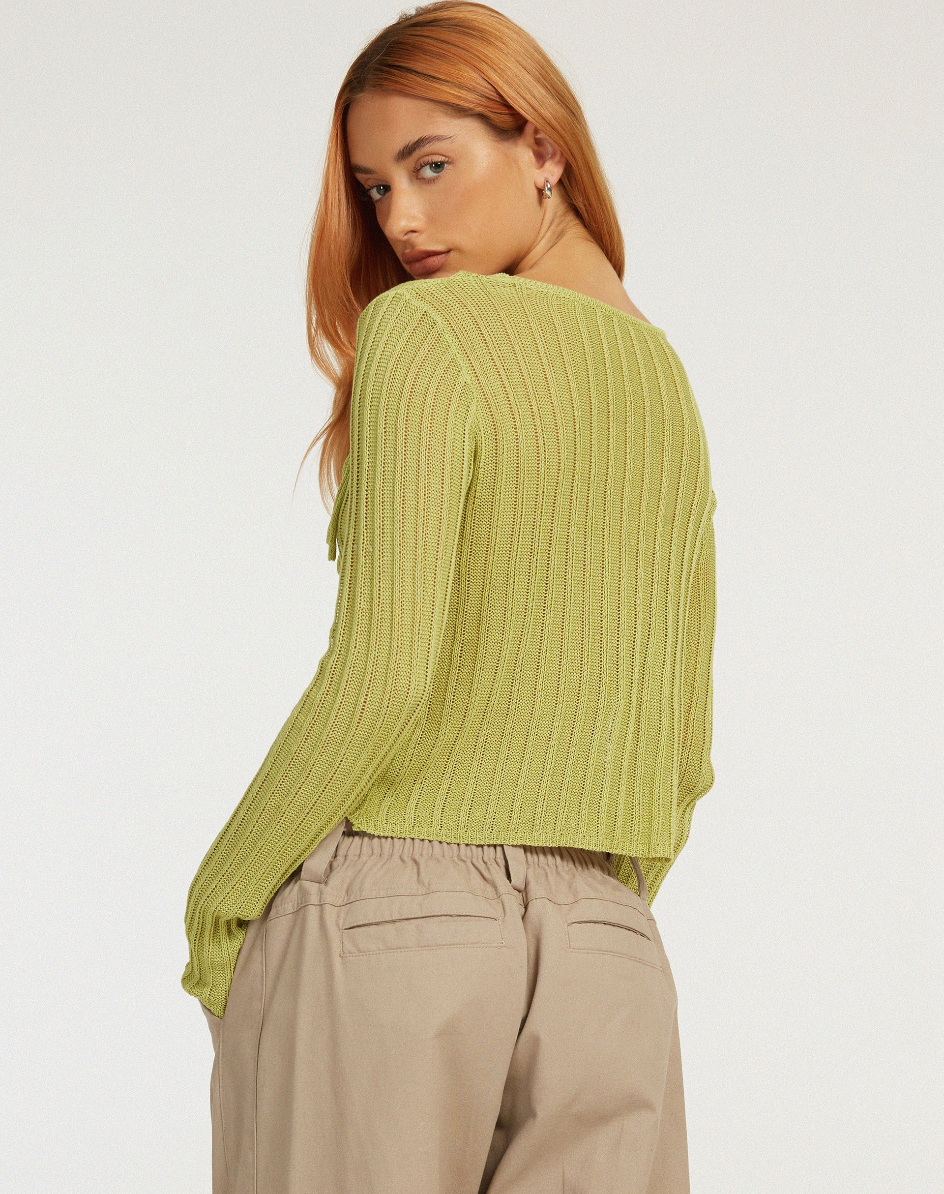 image of Potina Long Sleeve Cardi in Lime