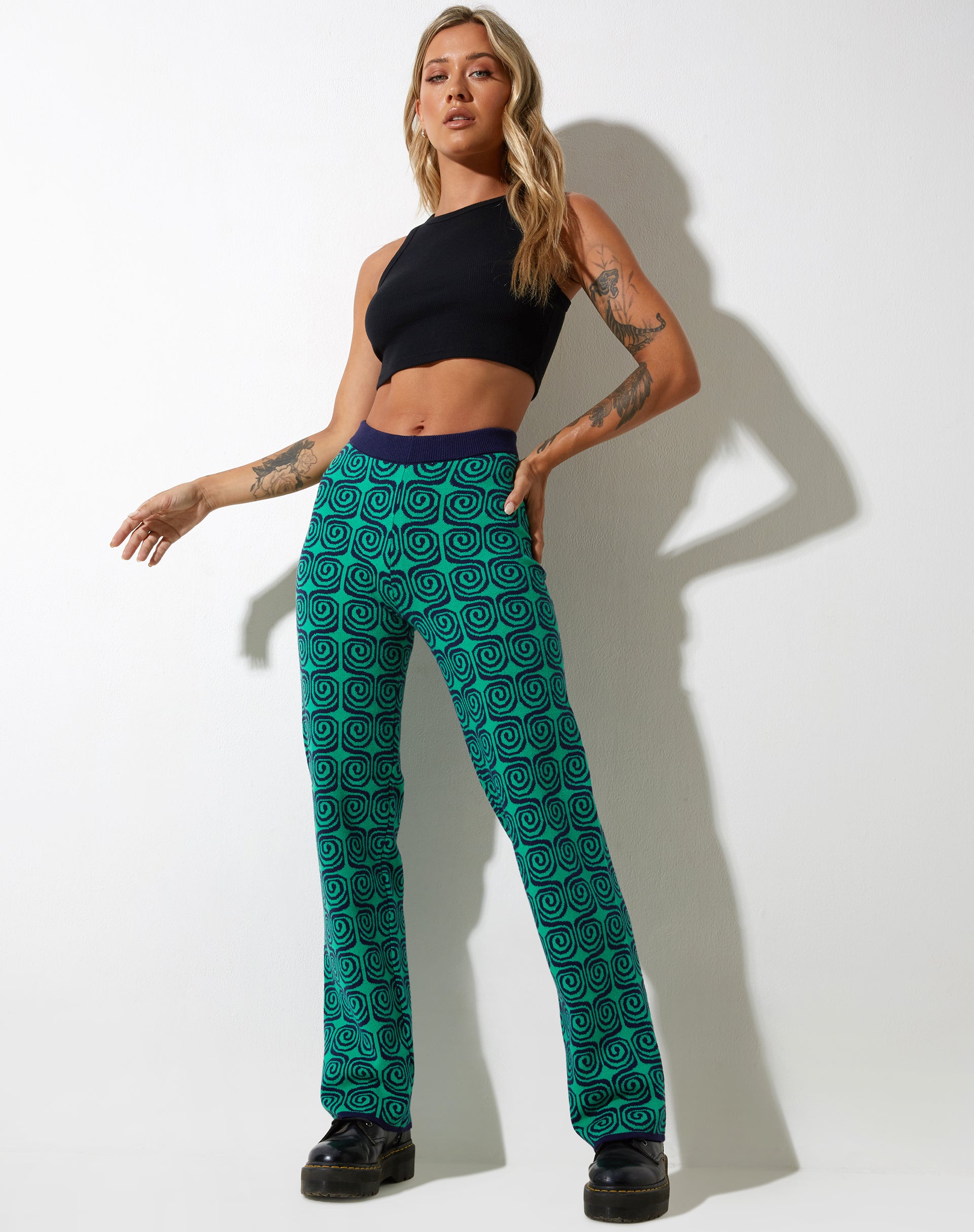 image of Sabila Trouser in Swirl Green and Blue
