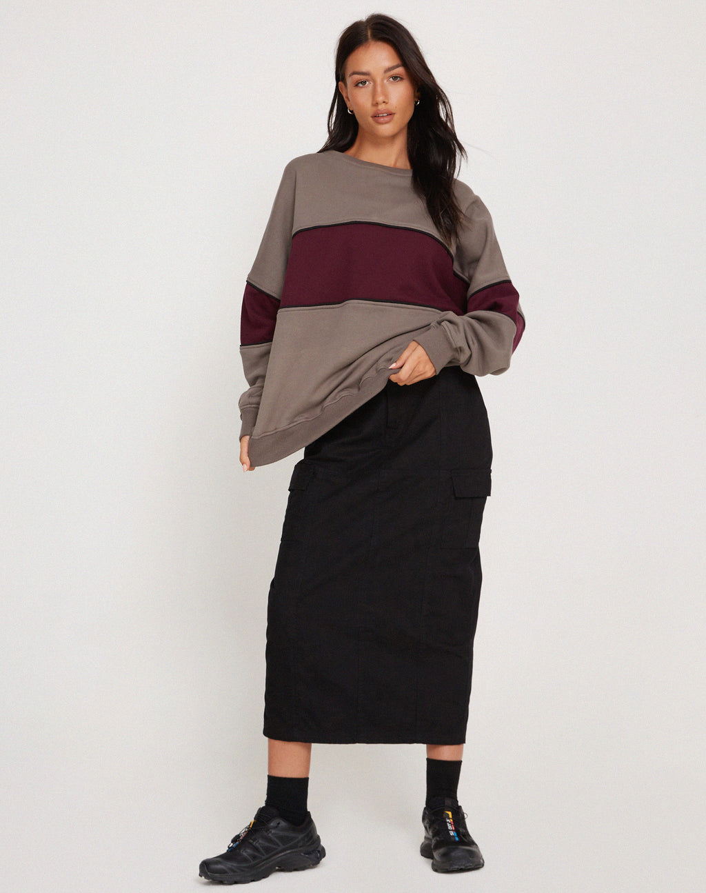Samara Sweatshirt in Cloudburst Oxblood Black