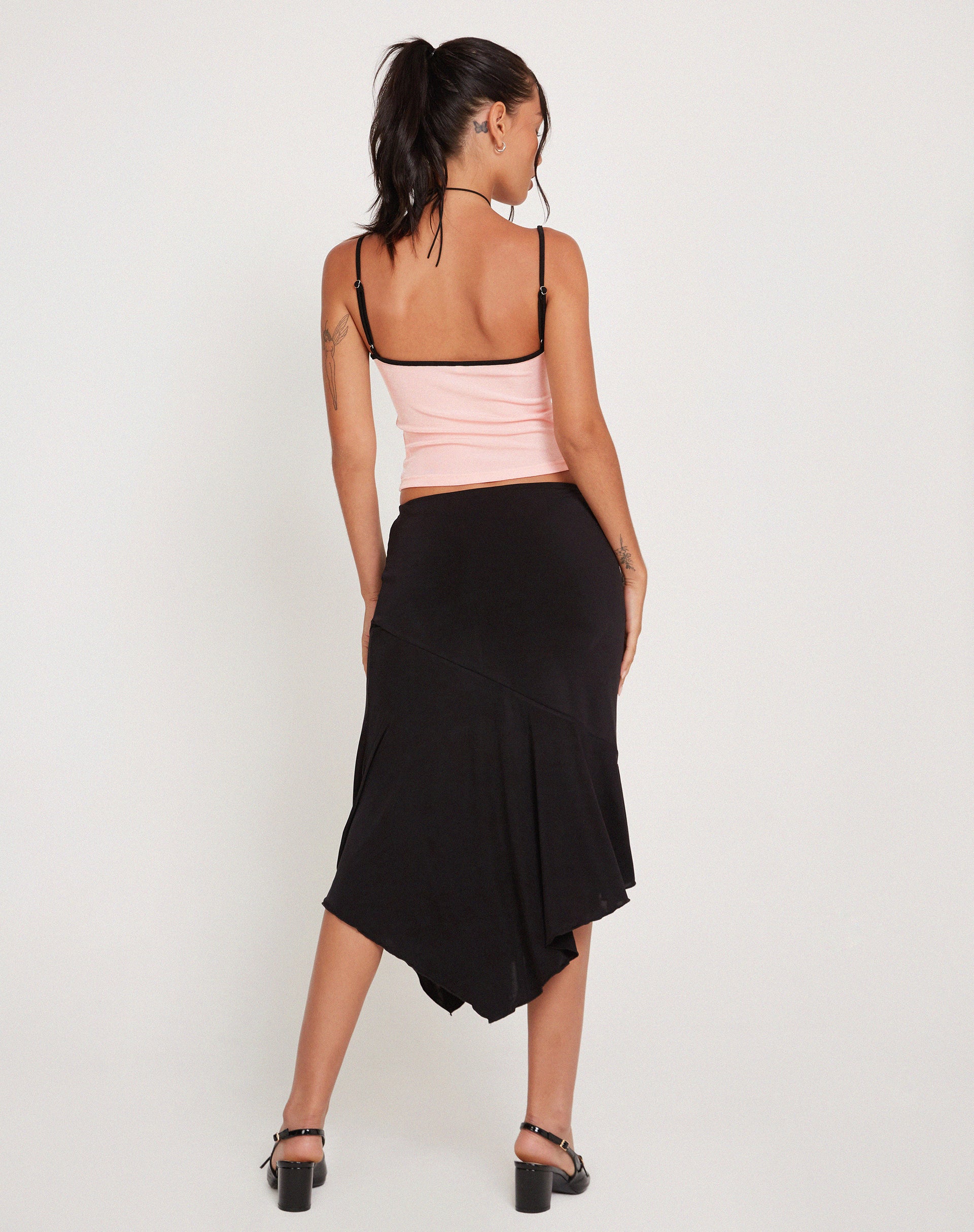 Image of Talasi Crop Top in Pale Pink with Black Binding
