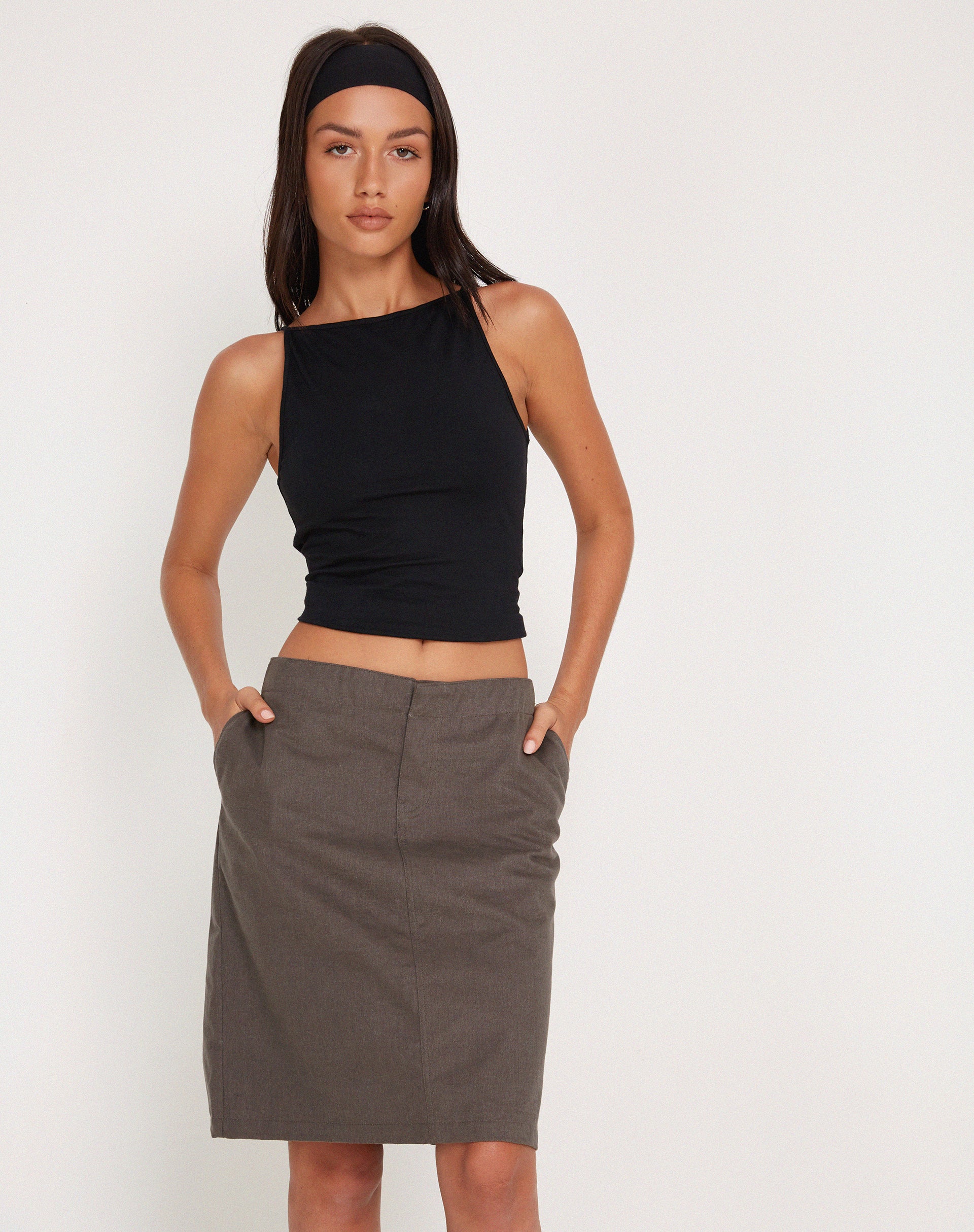 Image of Yahya Midi Skirt in Dark Grey