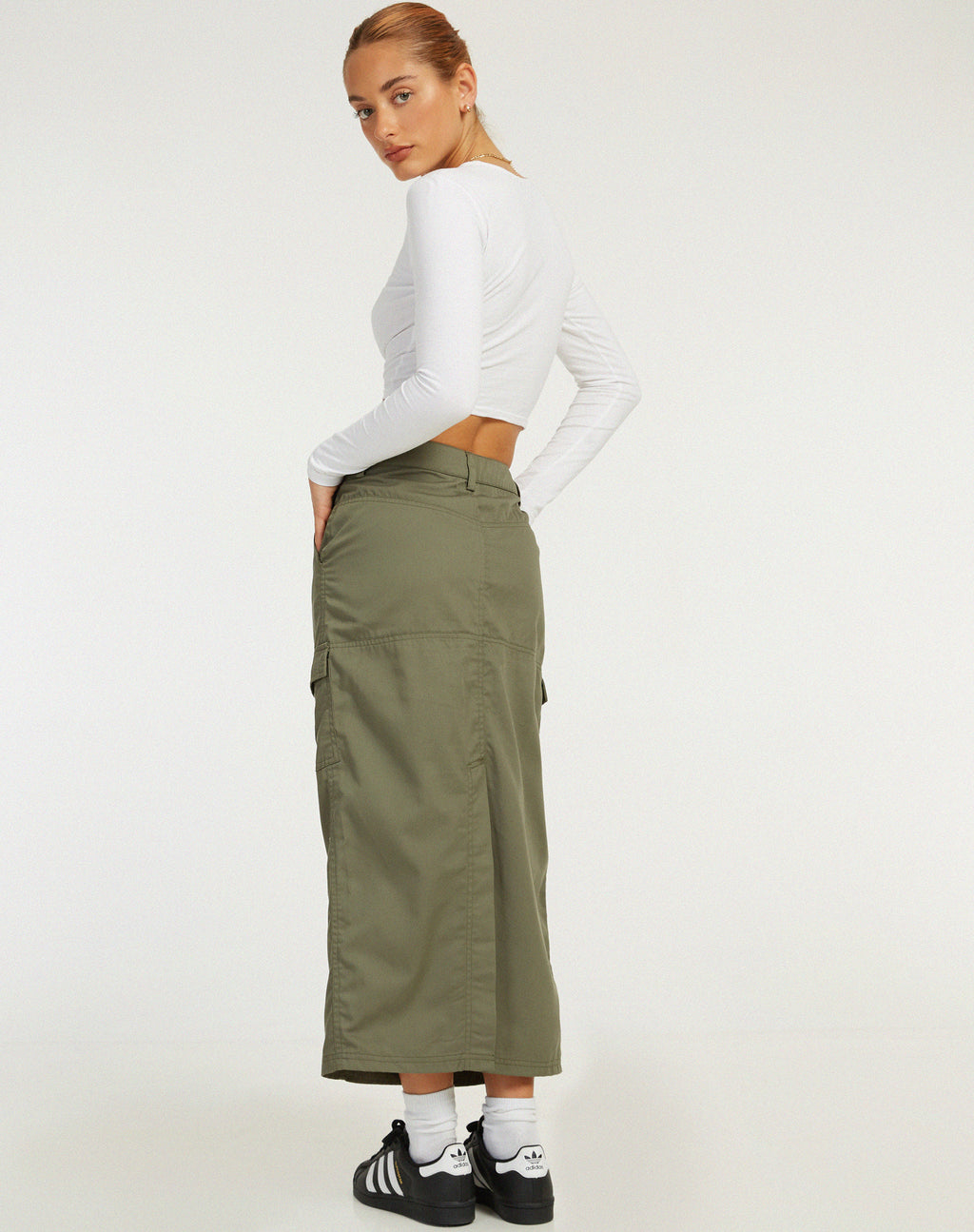 Green Low Rise Midi Skirt | Sekoji – motelrocks.com