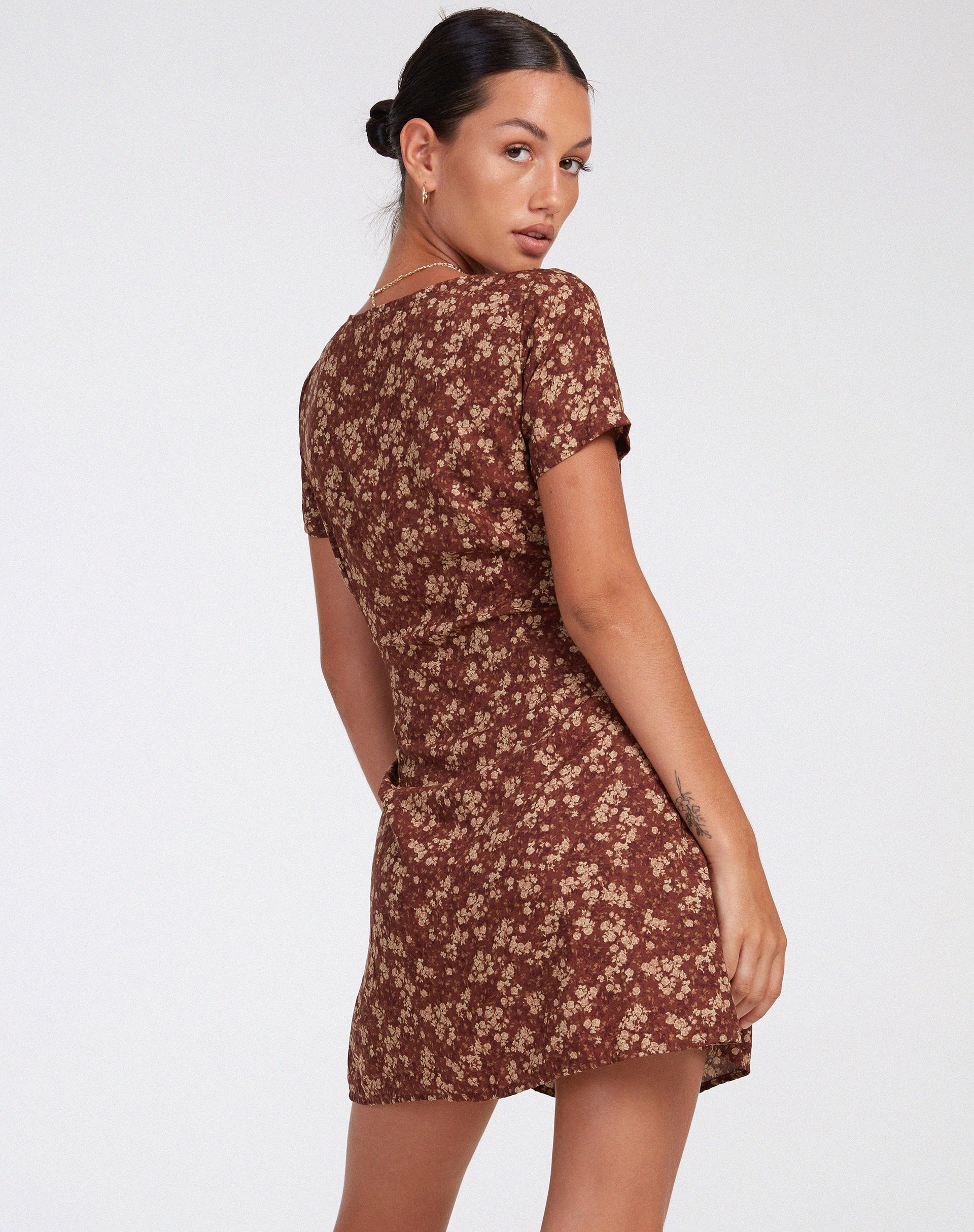 Zavacca Day Dress in Earthy Floral Brown Zavacca Day Dress in Earthy Floral Brown