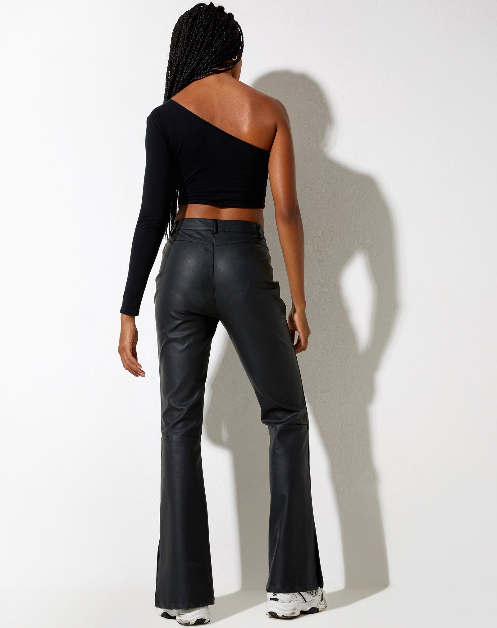 Boohoo High Waisted Matte Leather Look Skinny Trousers  Black  verycouk