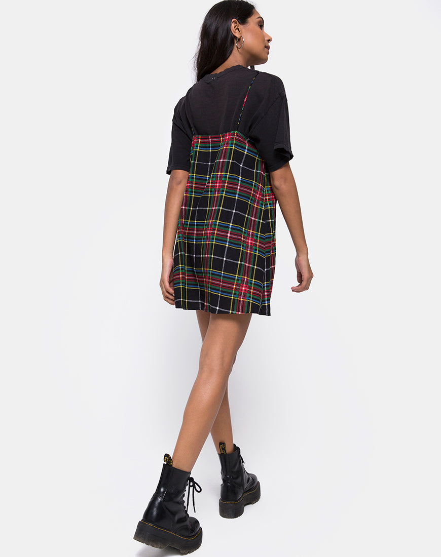 Image of Sanna Slip Dress in Plaid Red Green Yellow and Black