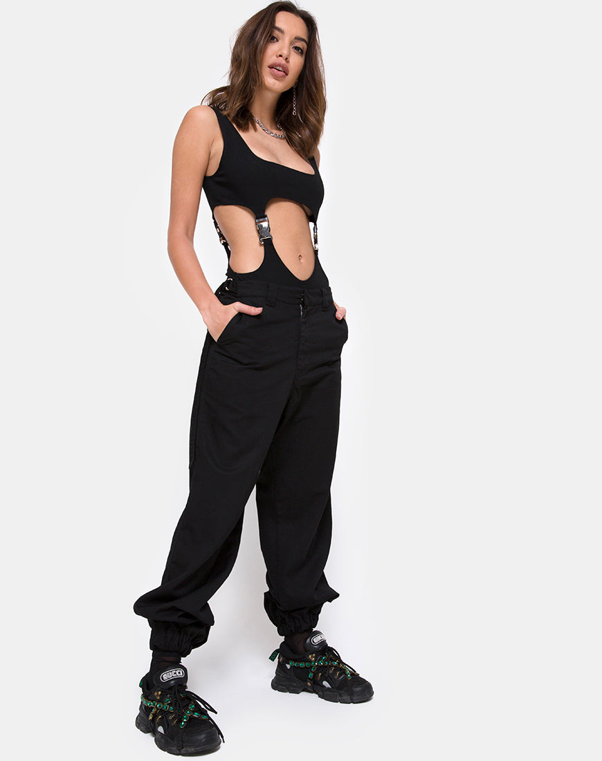 Image of Rezya Bodice in Black with Silver Buckles