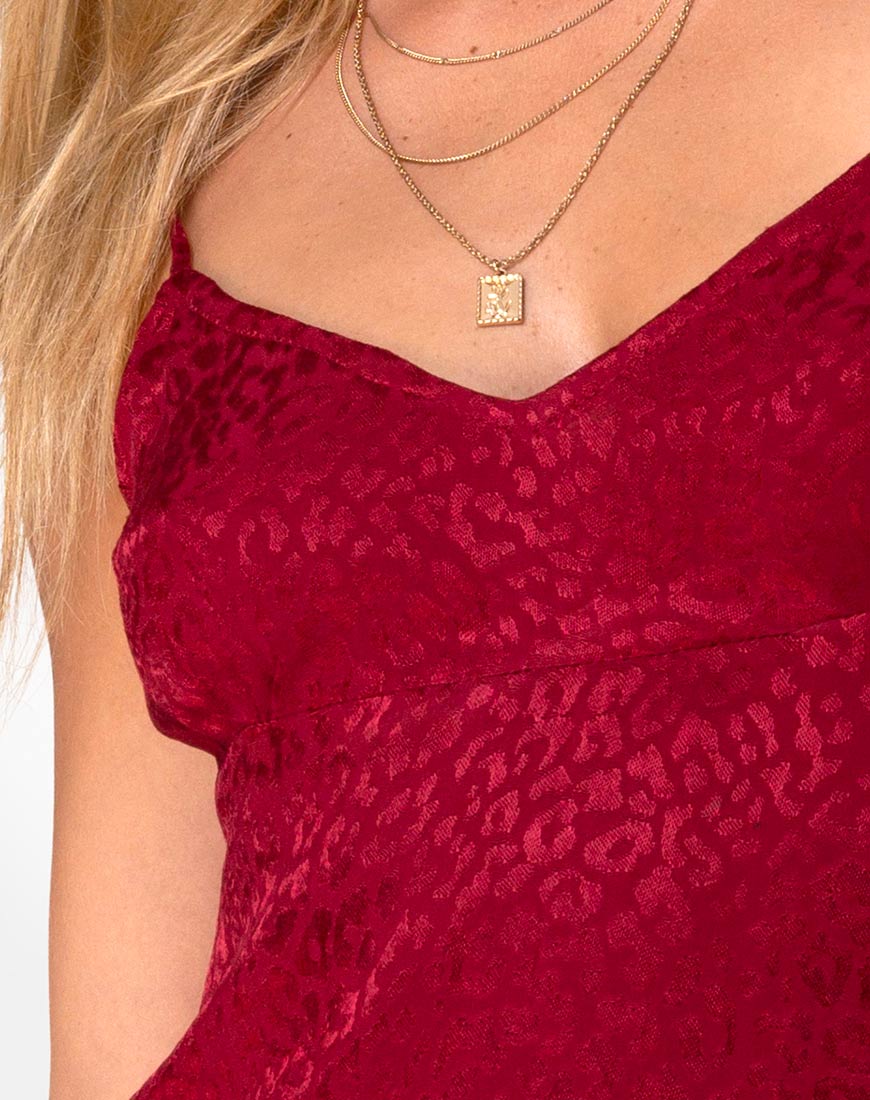 Image of Rilia Slip Dress in Satin Cheetah Raspberry