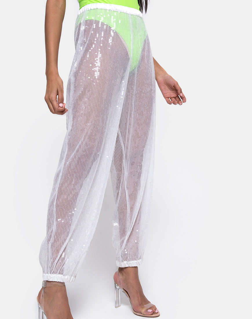 Image of Roid Trouser in Sheer White Clear Crystal