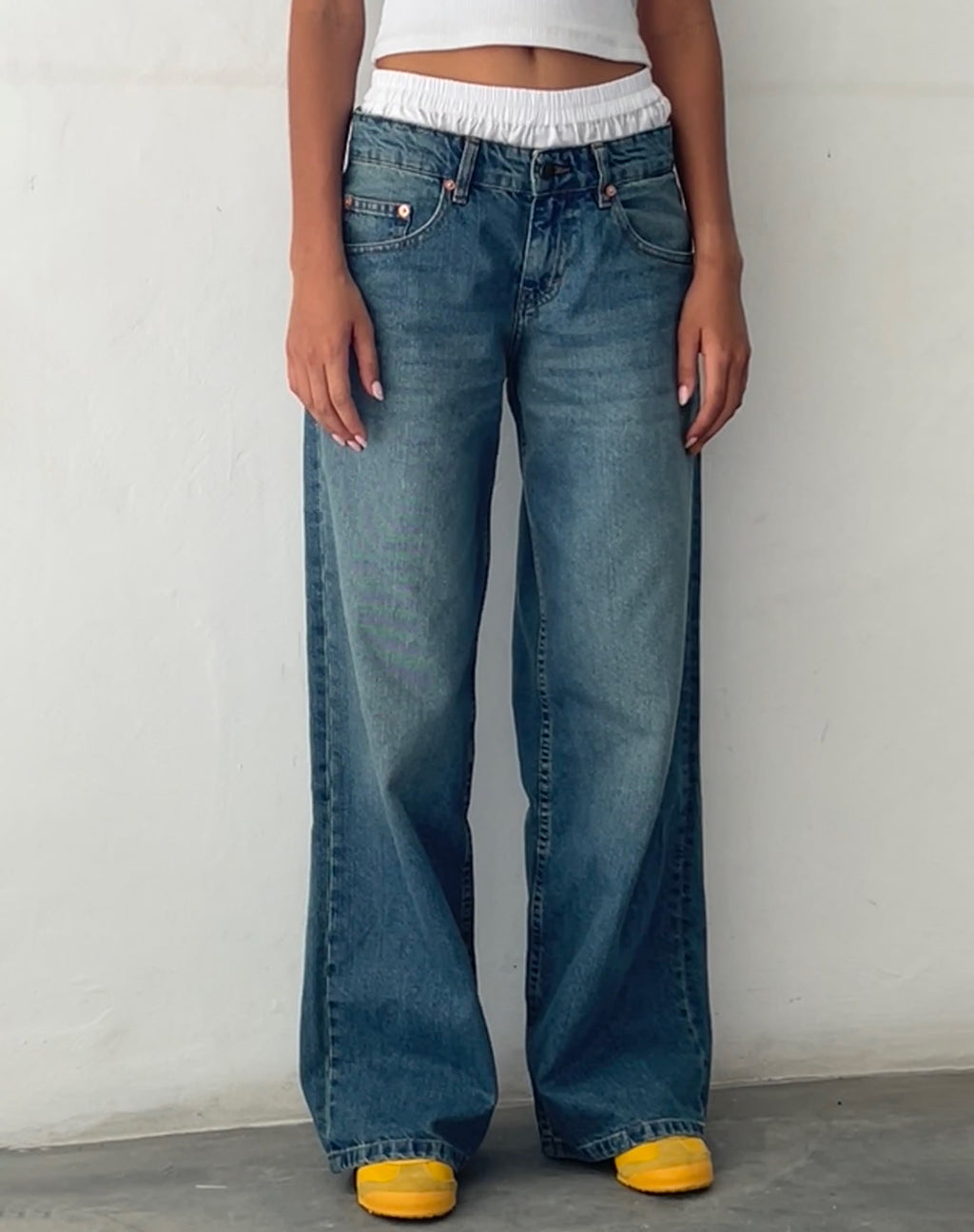 Matal Rocks Indigo Extra Wide Low Rise Jeans | Roomy – motelrocks.com