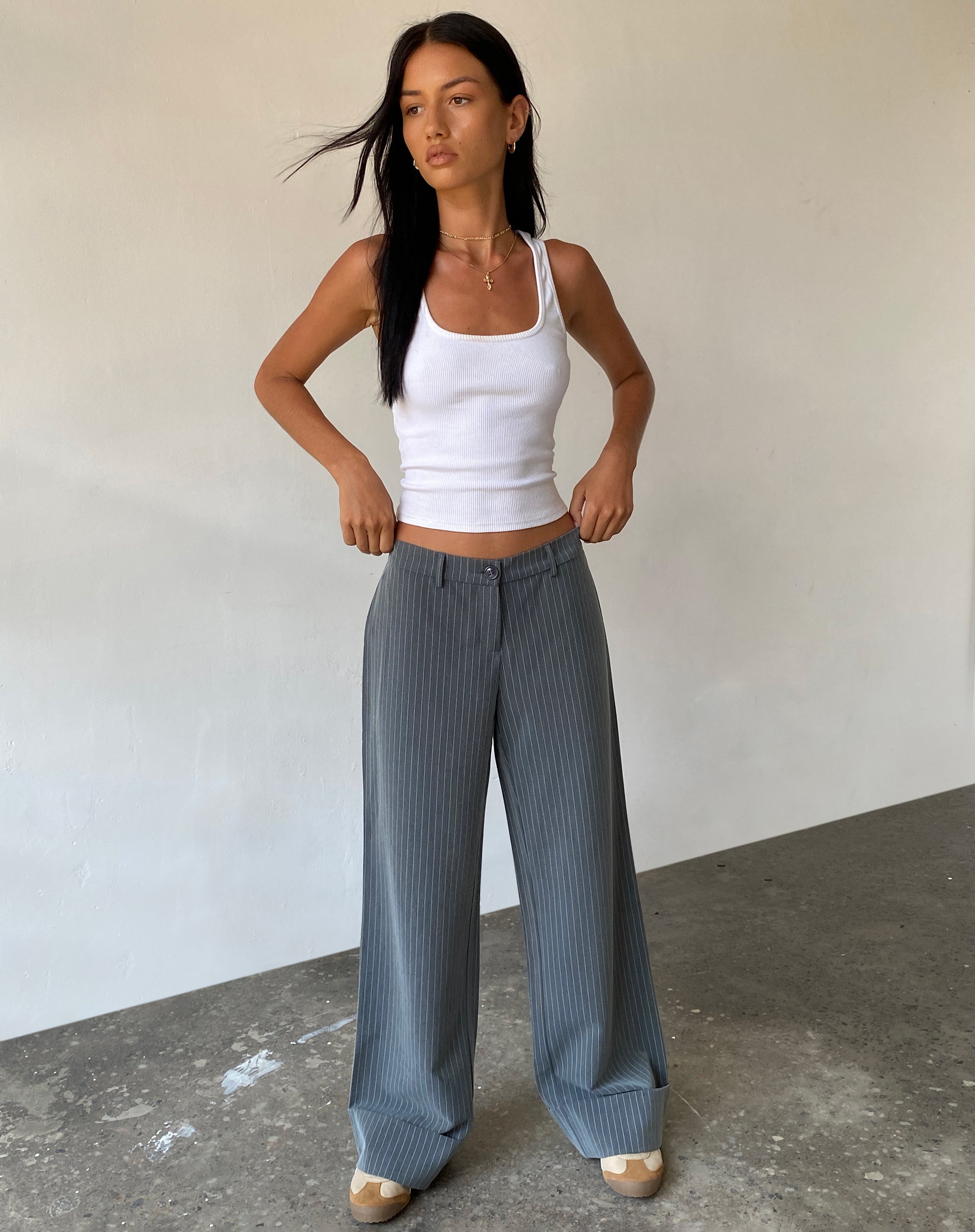 Gray wide leg best sale pants