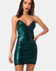 Image of Roxini Dress in Mini Sequin Teal with Black Lace