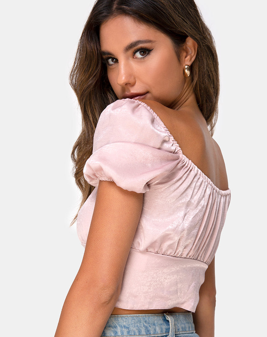 Image of Ruiz Off The Shoulder Top in Satin Dusty Rose