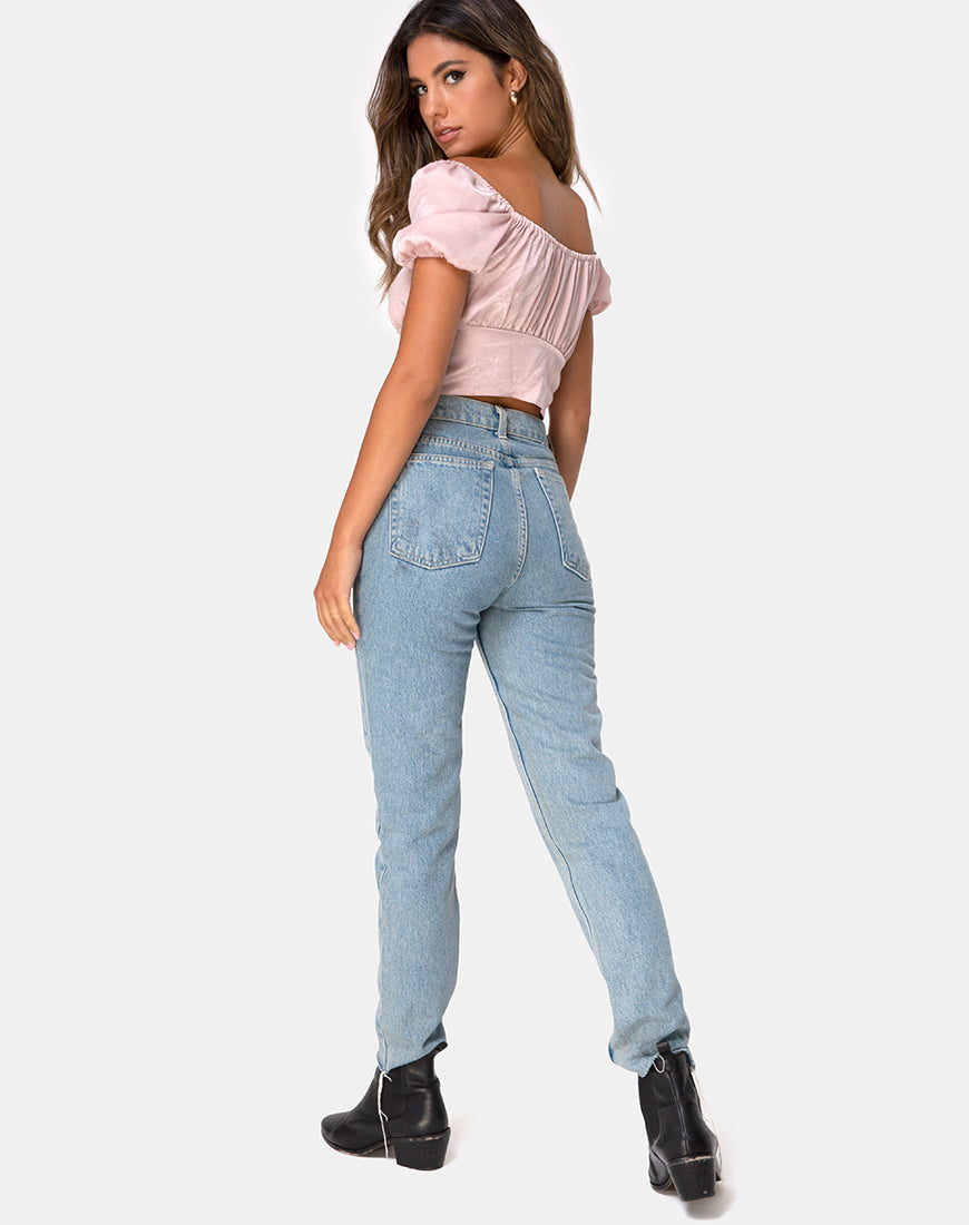 Image of Ruiz Off The Shoulder Top in Satin Dusty Rose