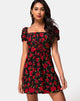 Image of Ruzenta Mini Dress in Roaming Rose Black