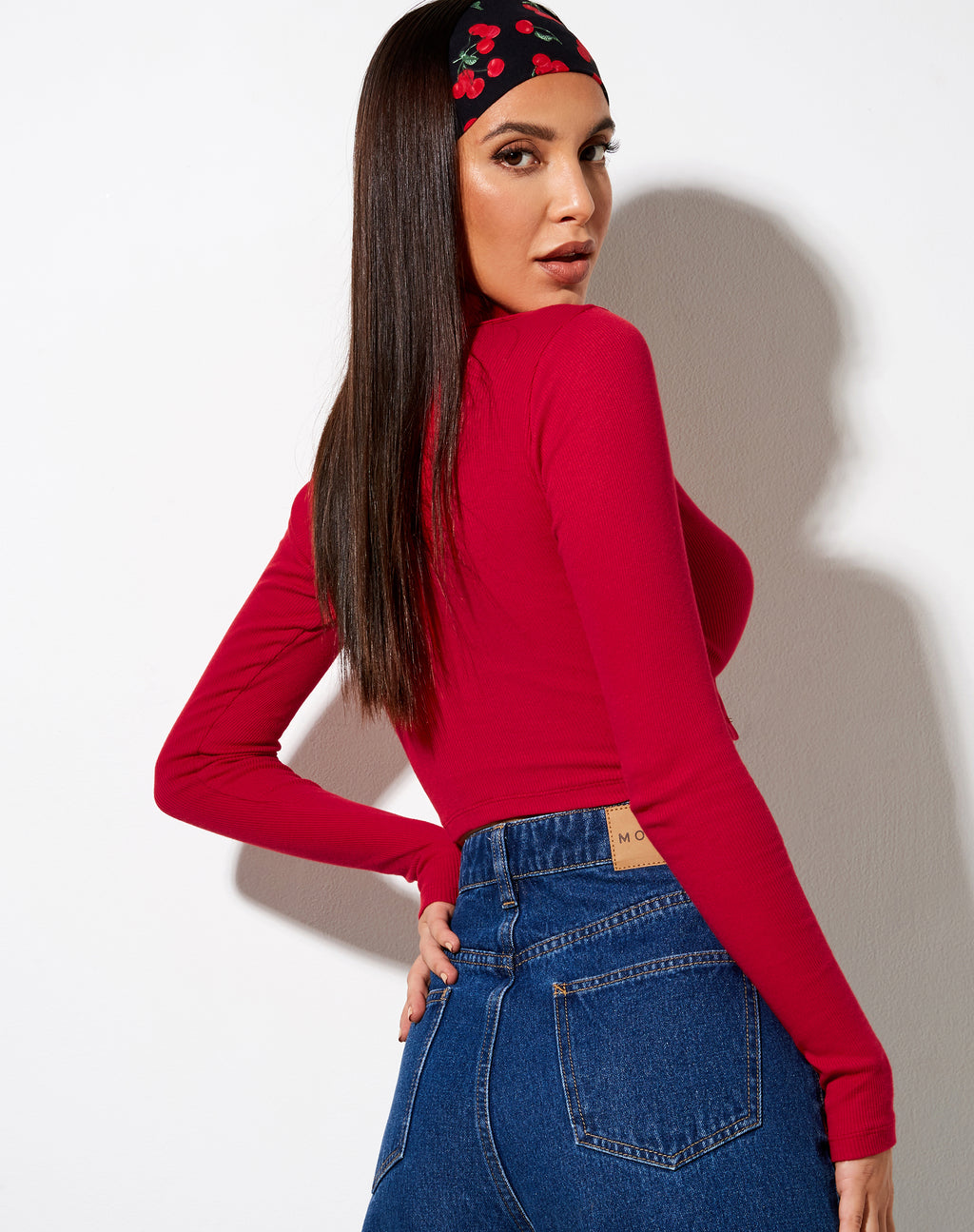 Ryals Long Sleeve Top in Rib Racing Red