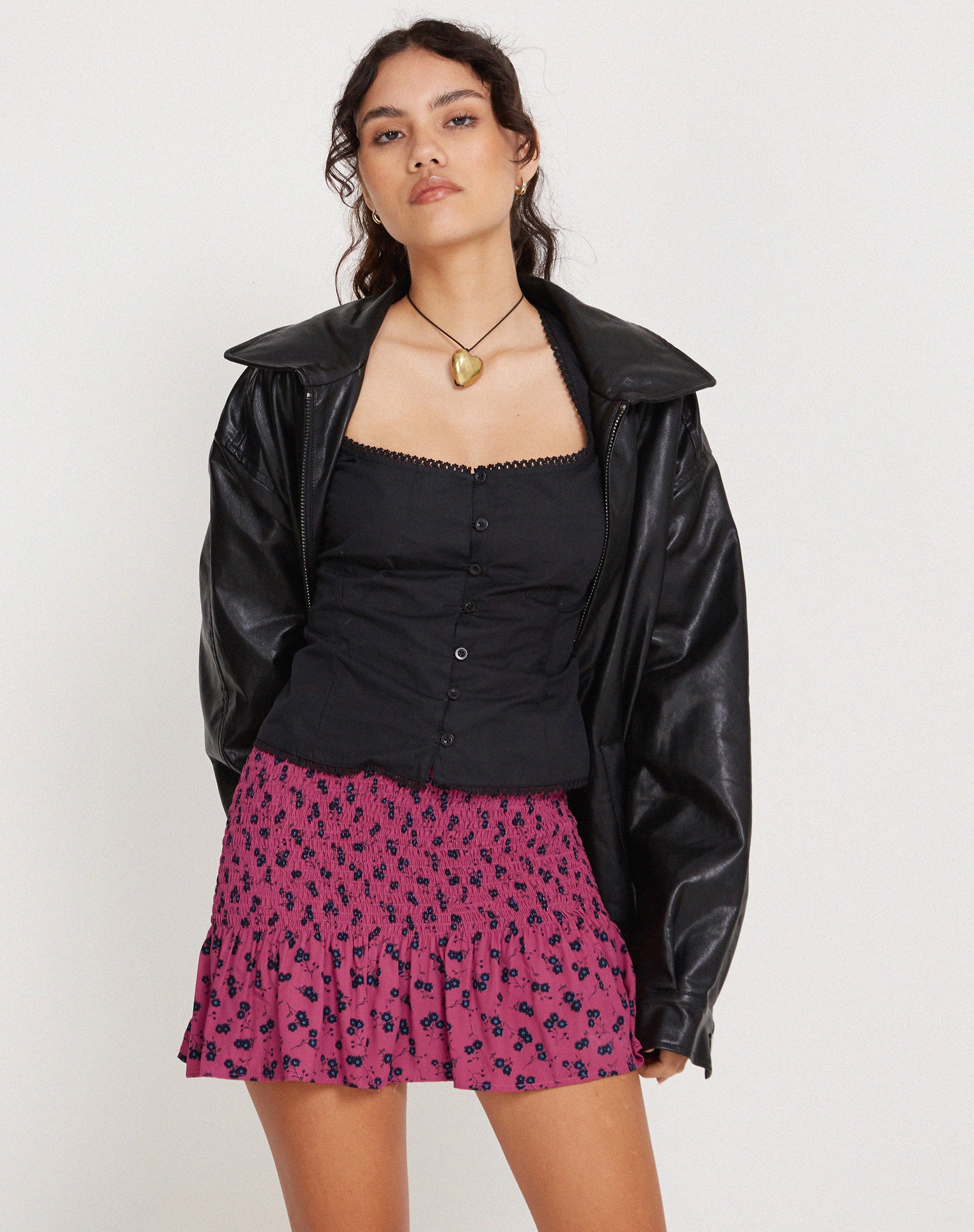 Image of Rylee Mini Skirt in Raspberry Floral