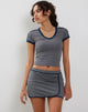 Image of Sabelle Mini Wrap Skirt in Grey Navy Sporty Micro Spot