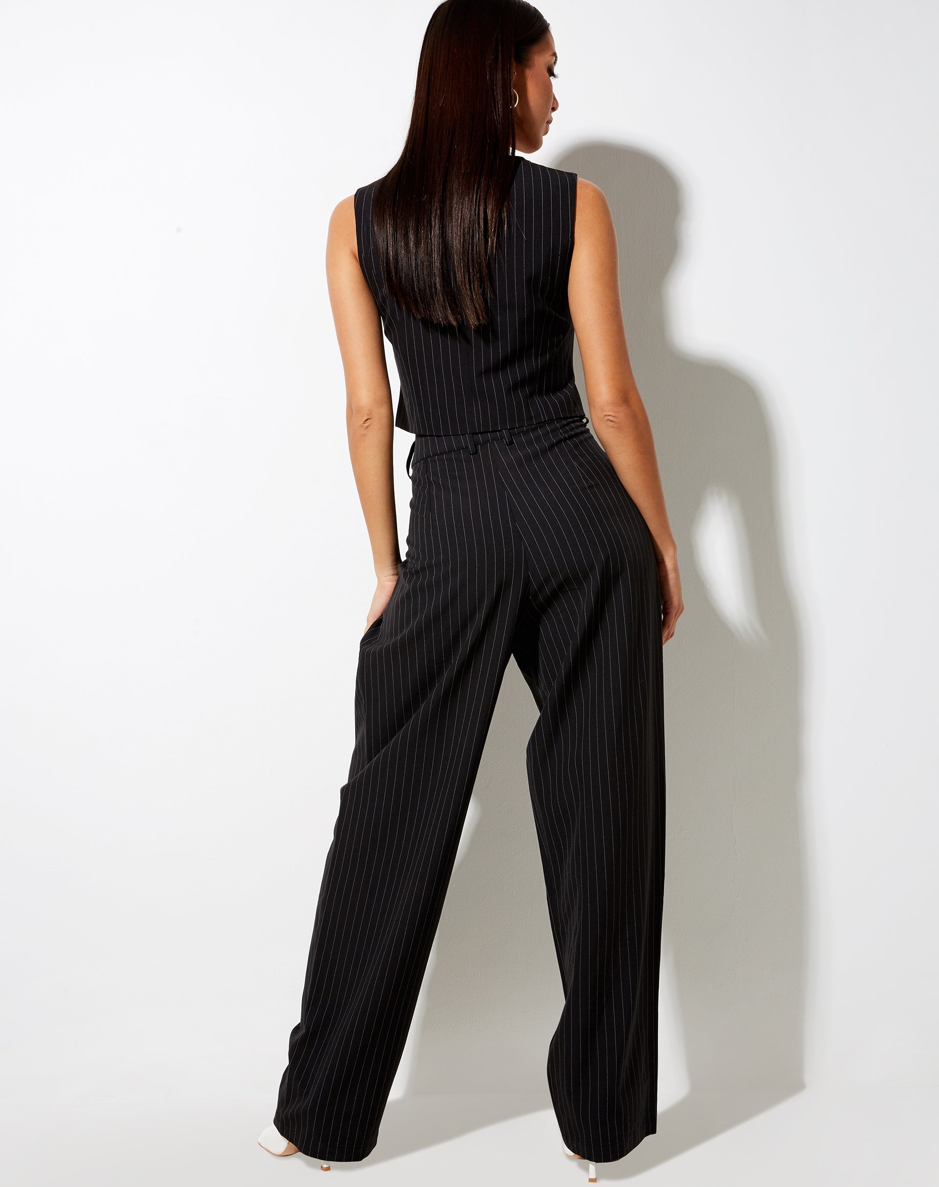 Image of Safar Vest in Pinstripe Black