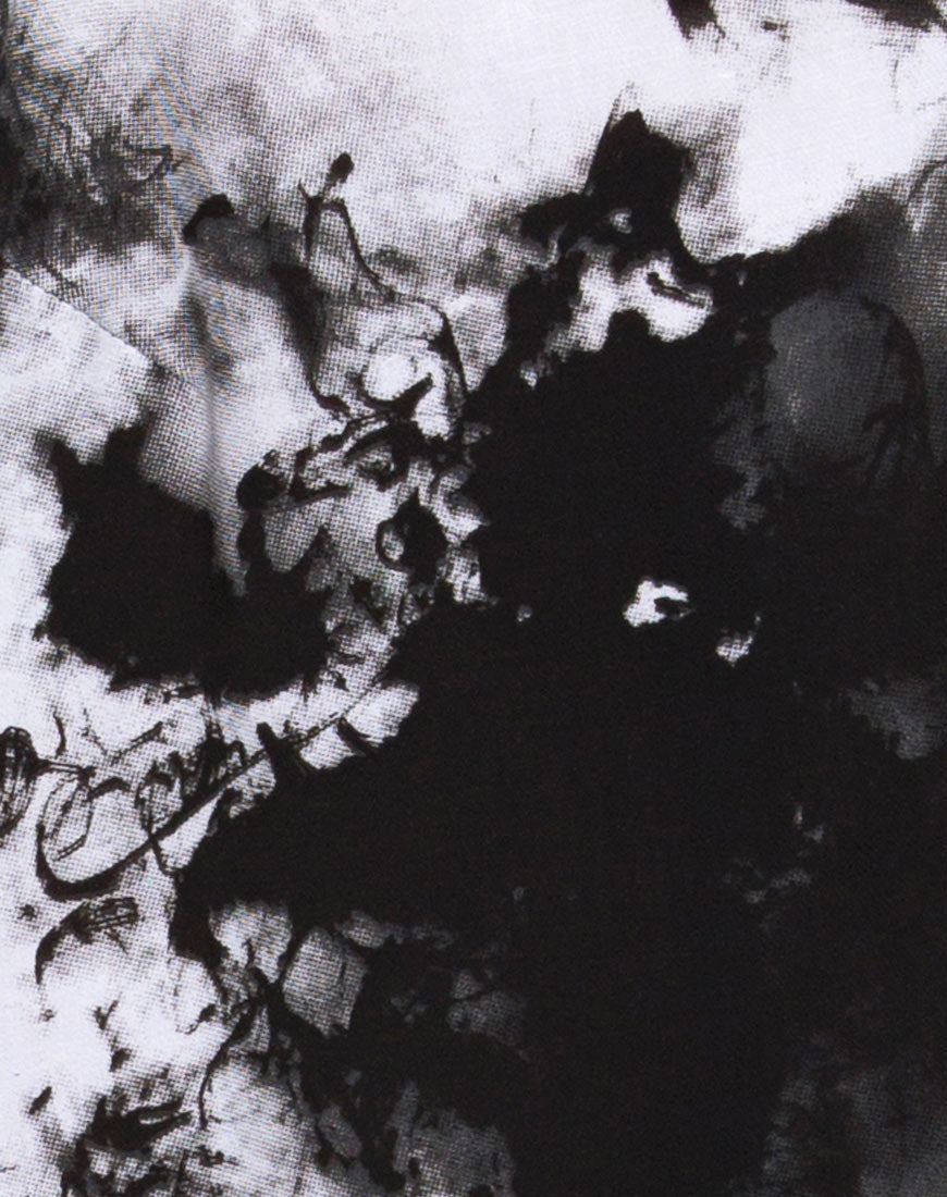 Image of Sagha Slip Dress in Mono Tie Dye Black and White