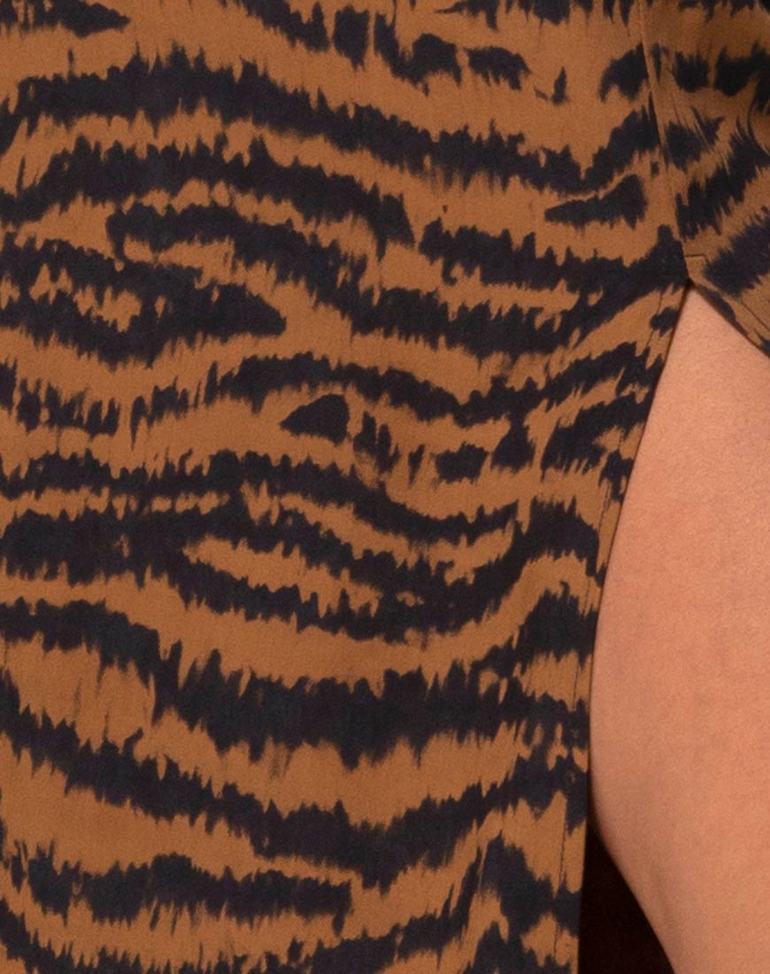 Image of Saika Midi Skirt in Animal Drip Brown