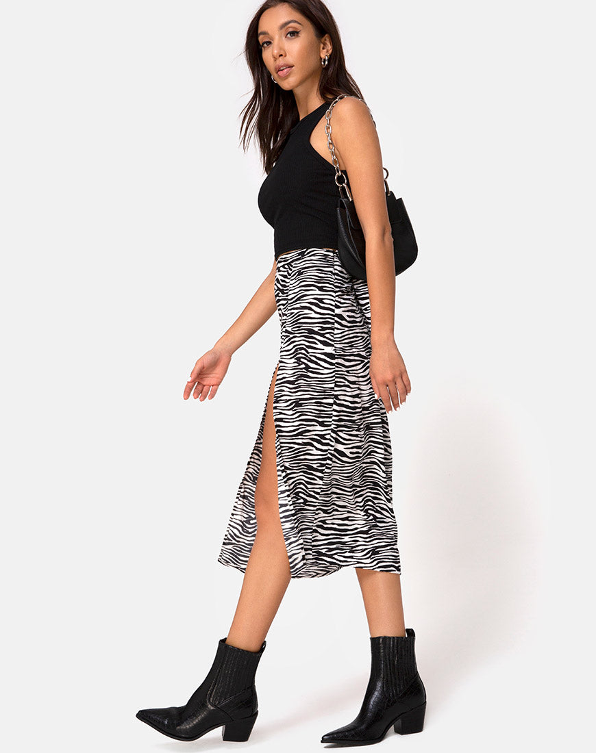 Image of Saika Midi Skirt in Classic Zebra