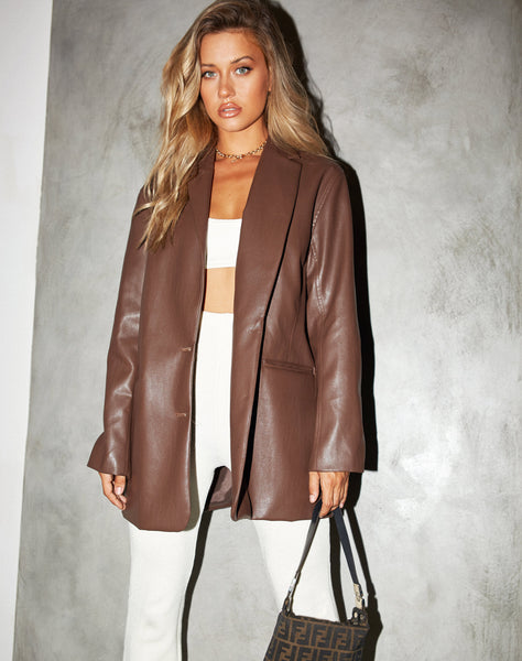 SAKEN-BLAZER-PU-BROWN-ELLIE-