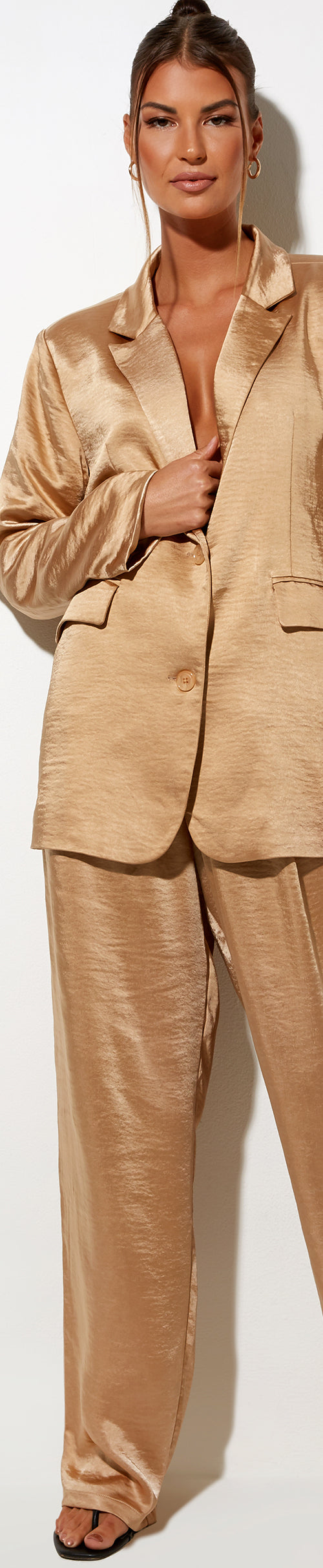 Image of Sakila Trouser in Satin Golden Sand