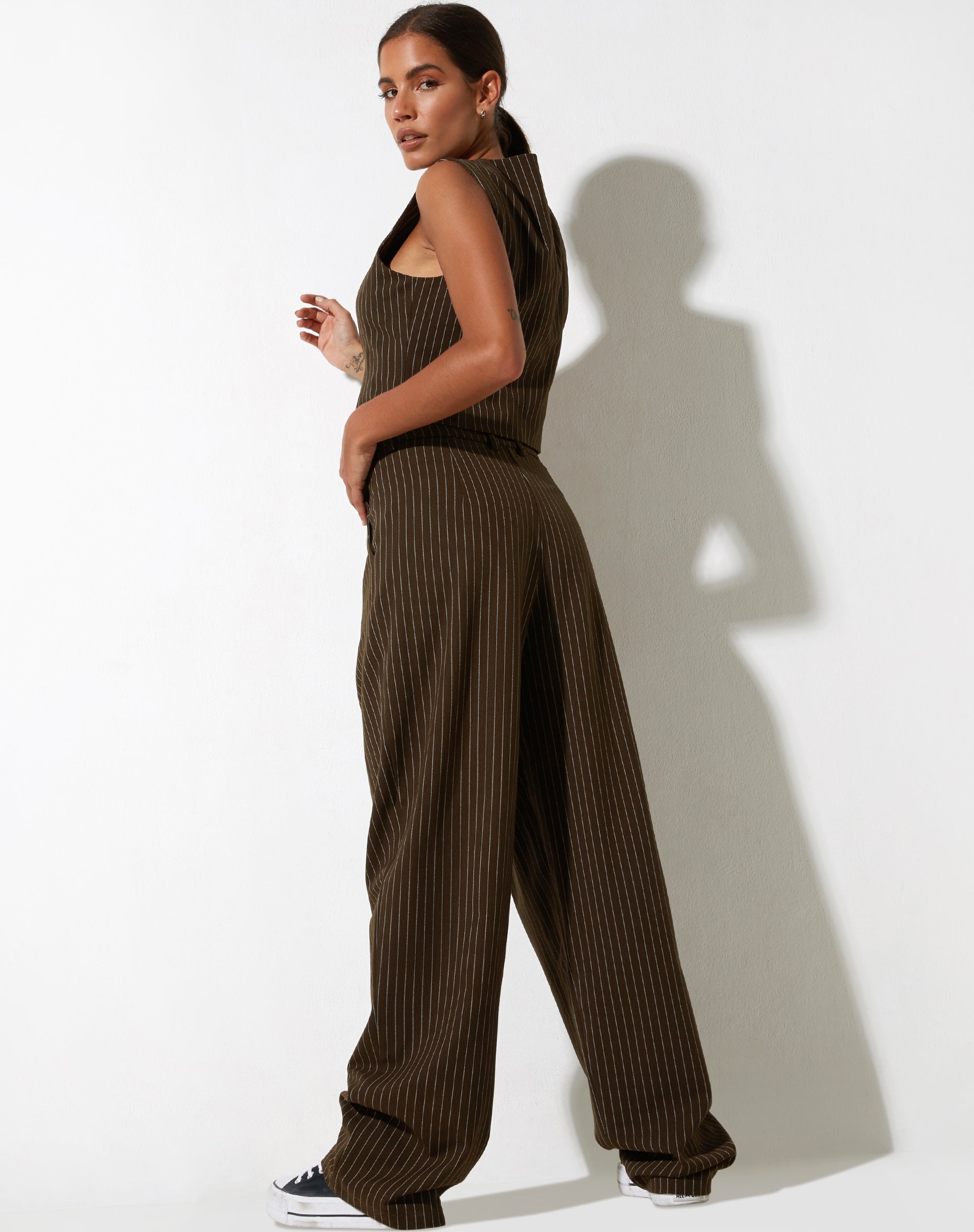 image of Sakila Trouser in Pinstripe Brown