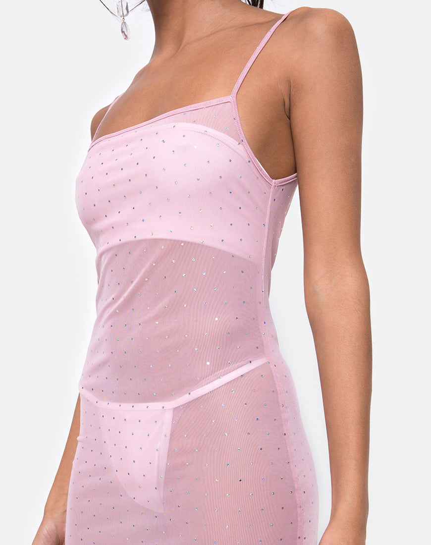pink mesh slip dress Karma Oversized Mesh Dress + Slip in Electric Pink S