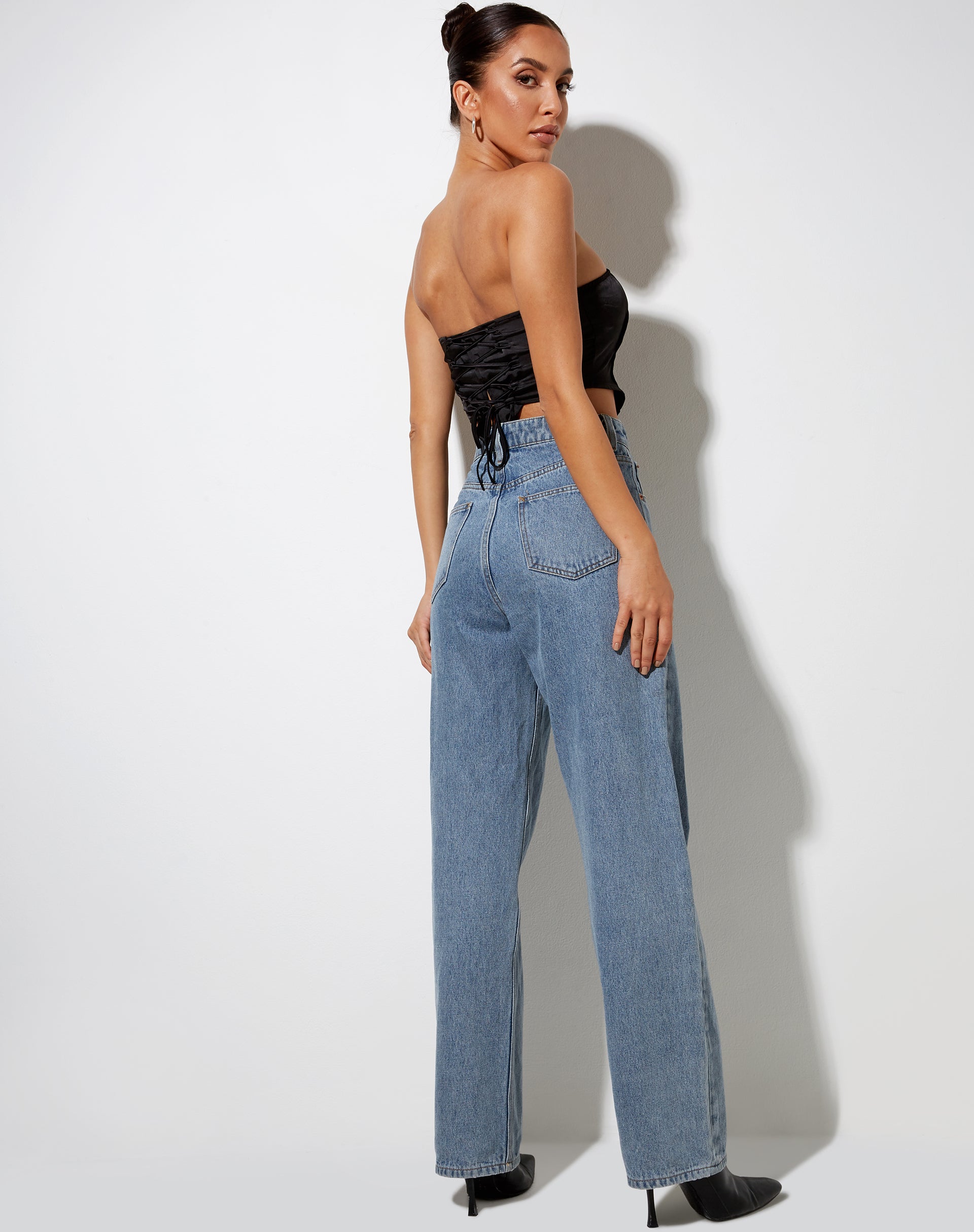 Image of Sanja Bandeau Top in Satin Black