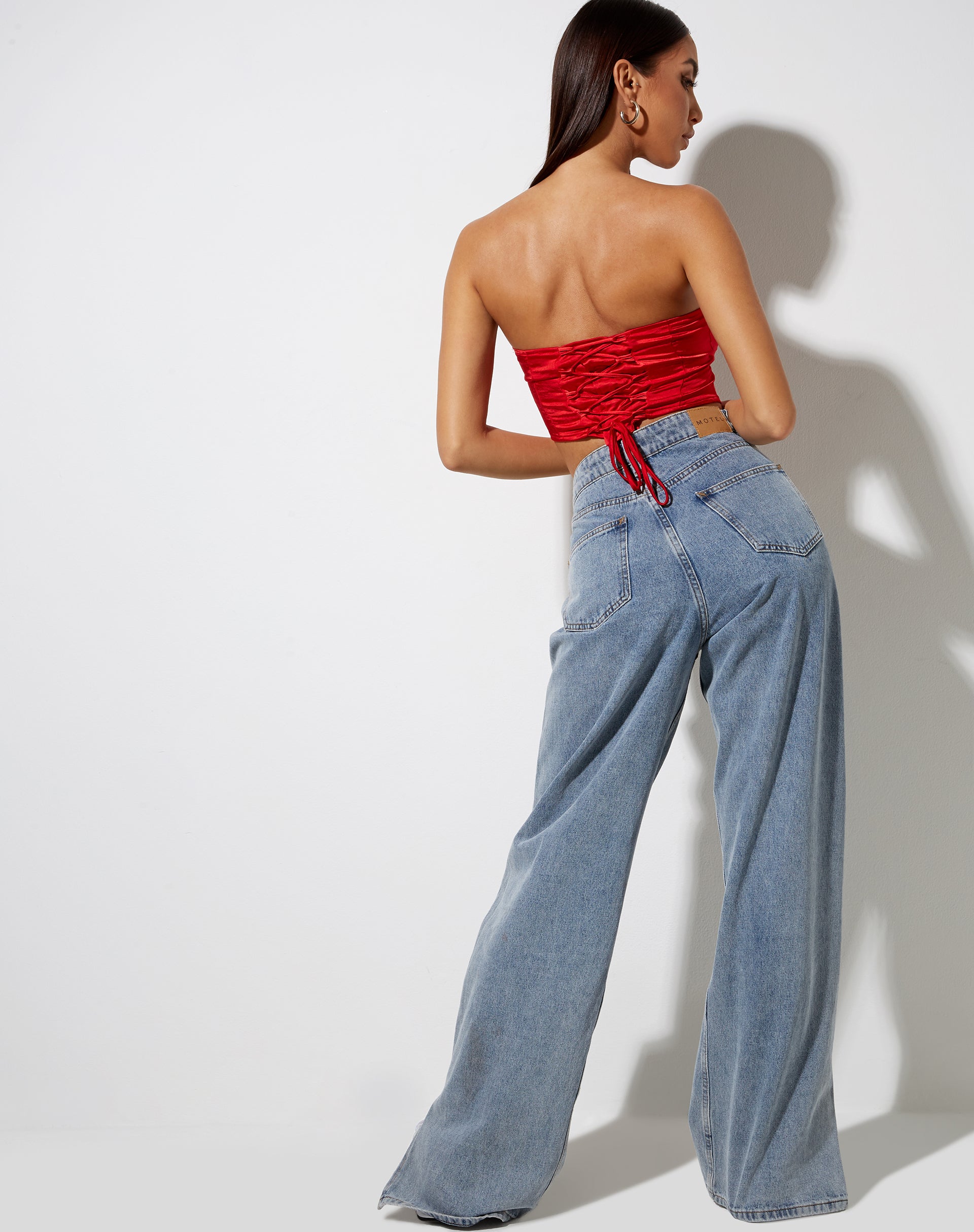 Image of Sanja Bandeau Top in Satin Red