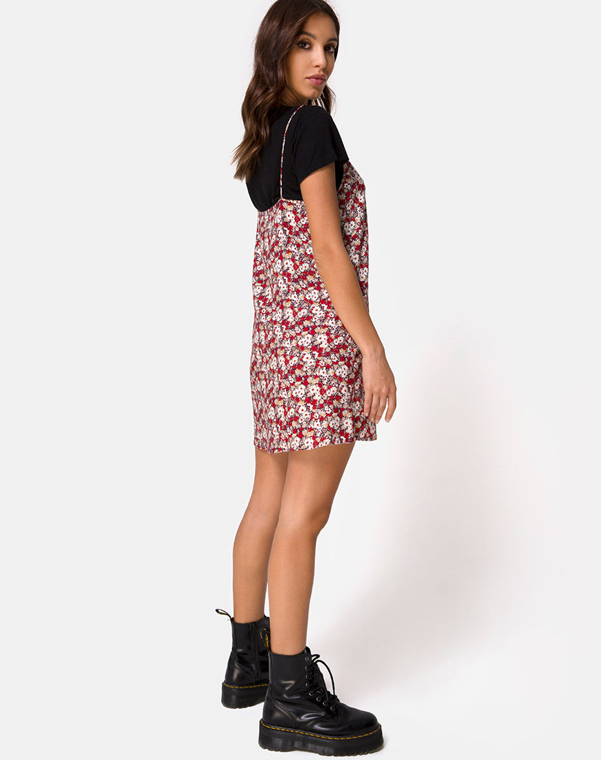 Image of Sanna Slip Dress in Floral Charm Red