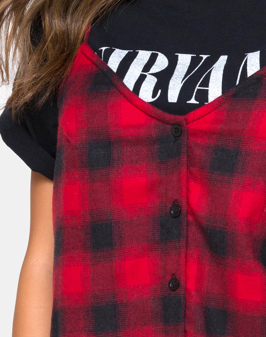 Image of Sanna Slip Dress in Plaid Red Black