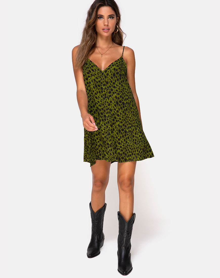 Image of Sanna Slip Dress in Cheetah Khaki