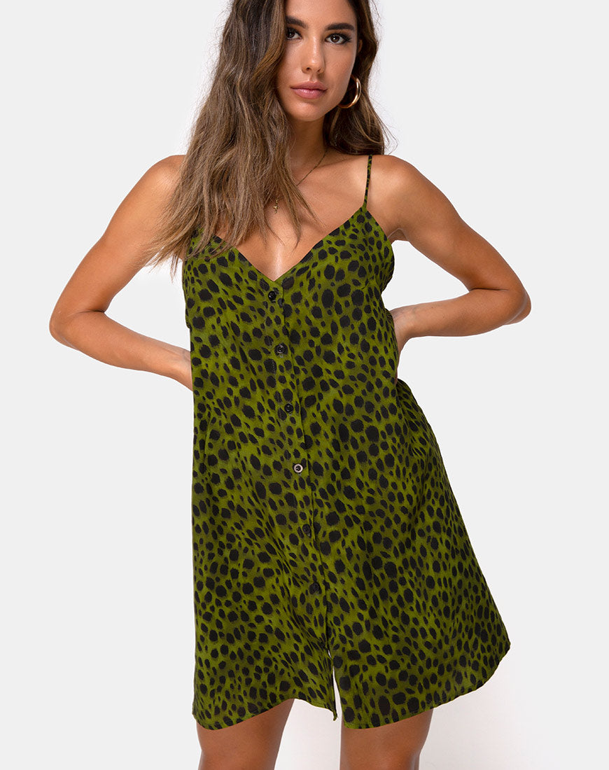 Image of Sanna Slip Dress in Cheetah Khaki