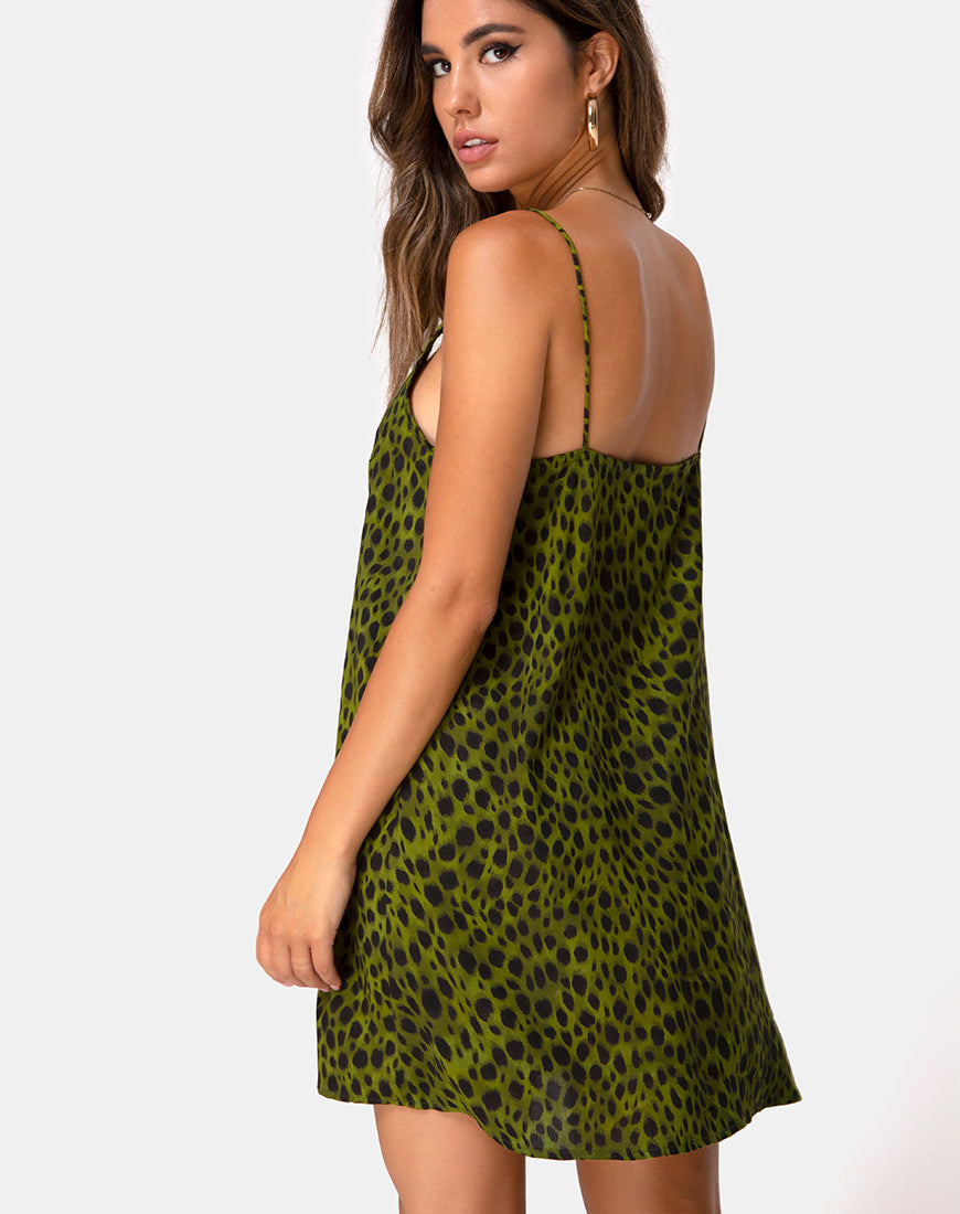 Image of Sanna Slip Dress in Cheetah Khaki