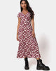 Image of Sanrin Midi Dress in Wild Fleur Maroon