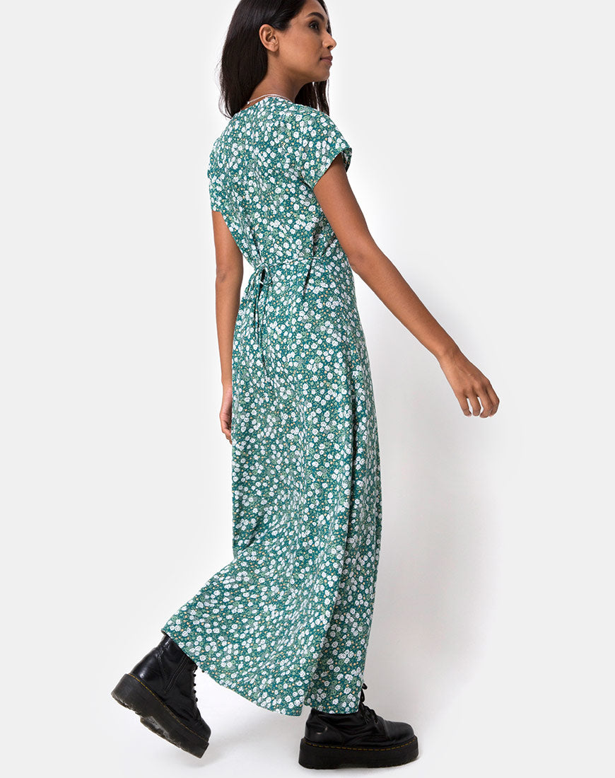 Image of Sanrin Midi Dress in Floral Field Green