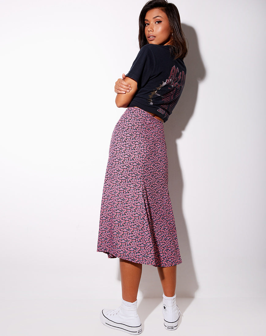 Image of Sanya Midi Skirt in Floral Fun Pink