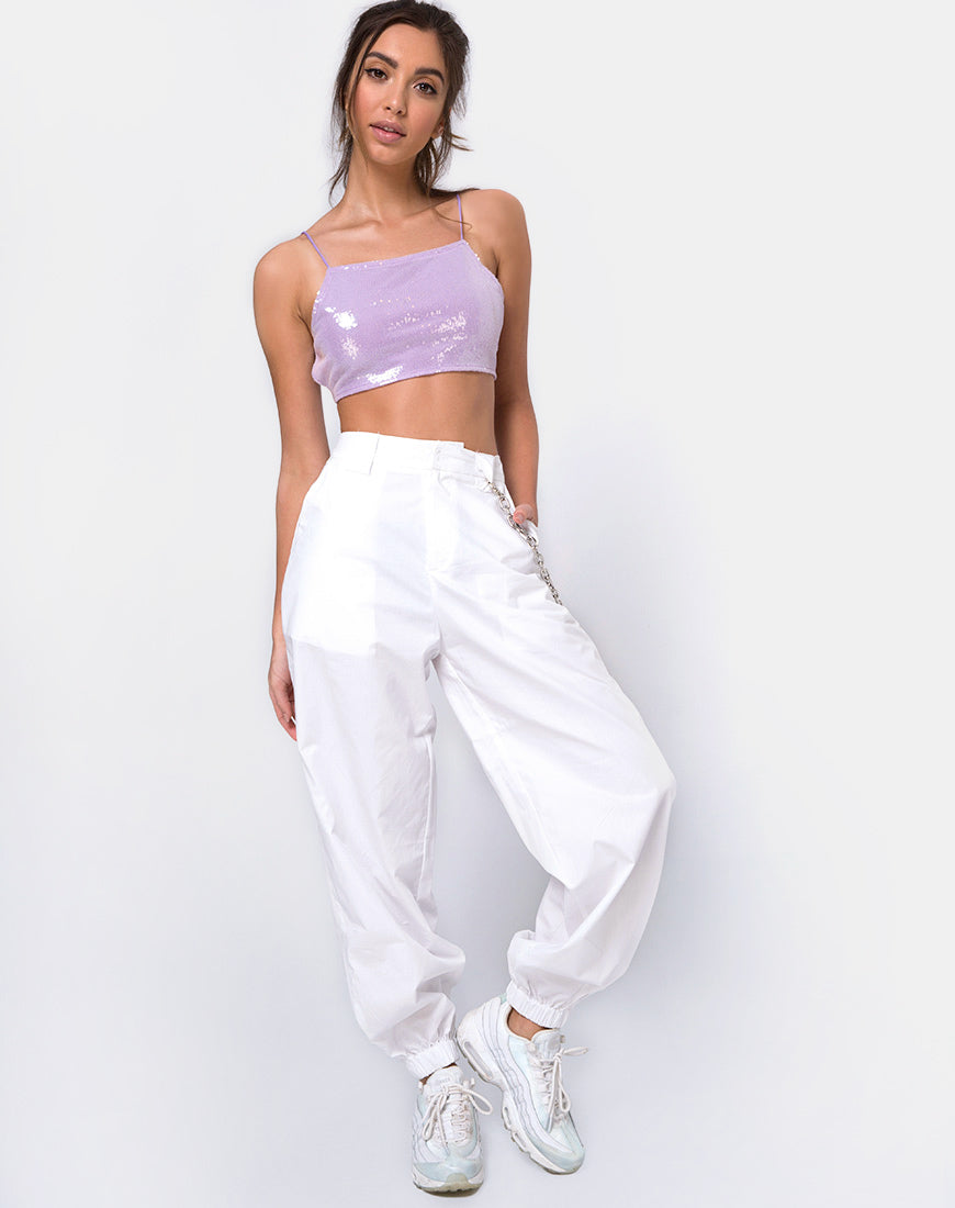 Image of Sasha Crop Top in Matte Mini Sequin Lilac