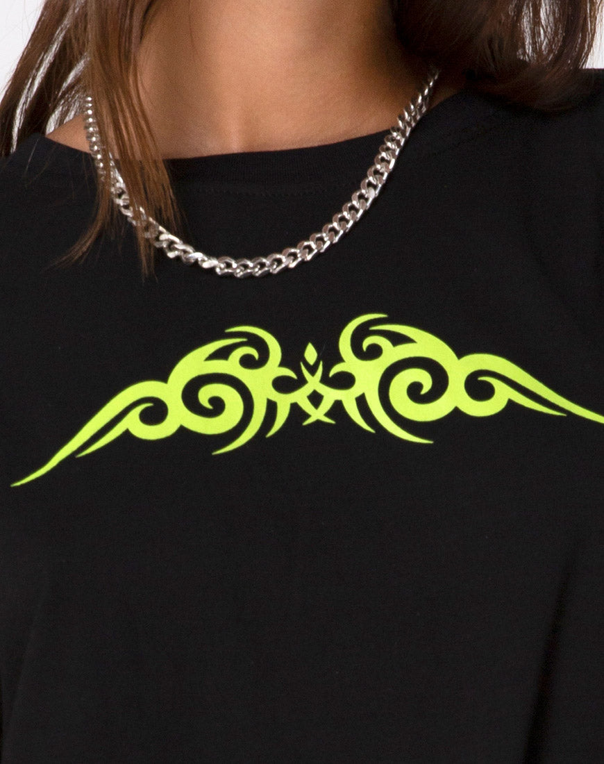 Image of Sashie Jumper Dress in Black with Green Tribal