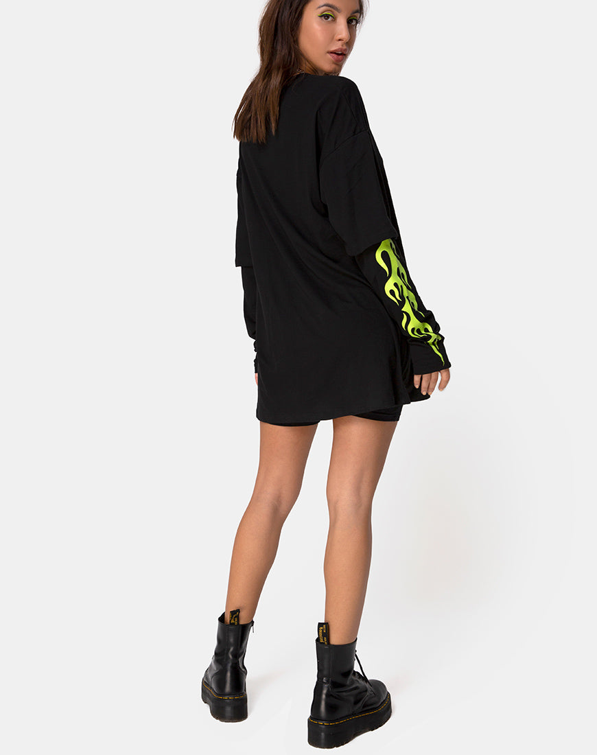 Image of Sashie Jumper Dress in Black with Green Tribal