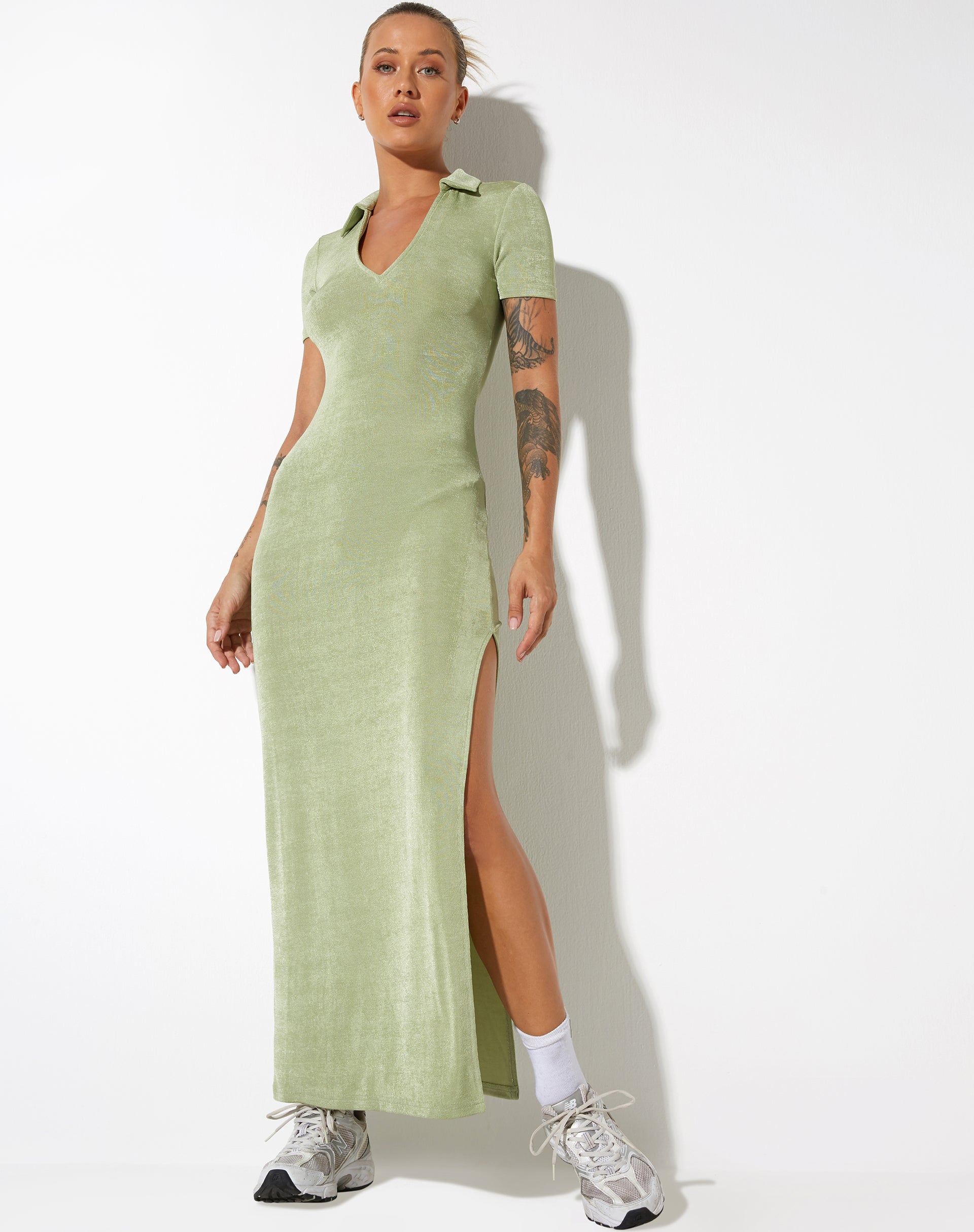 motel rocks green dress MOTEL X BARBARA Maliga Mini Dress in Green Hibiscus