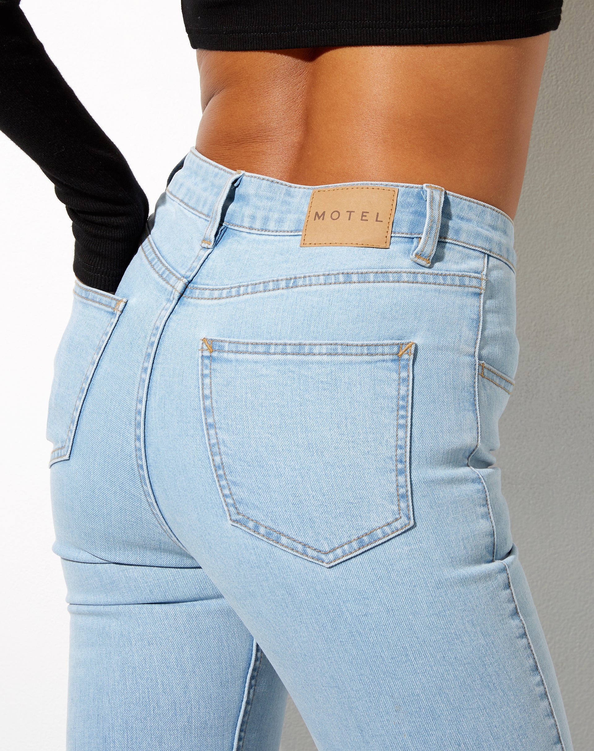 Image of Seam Flare Jeans in Light Wash