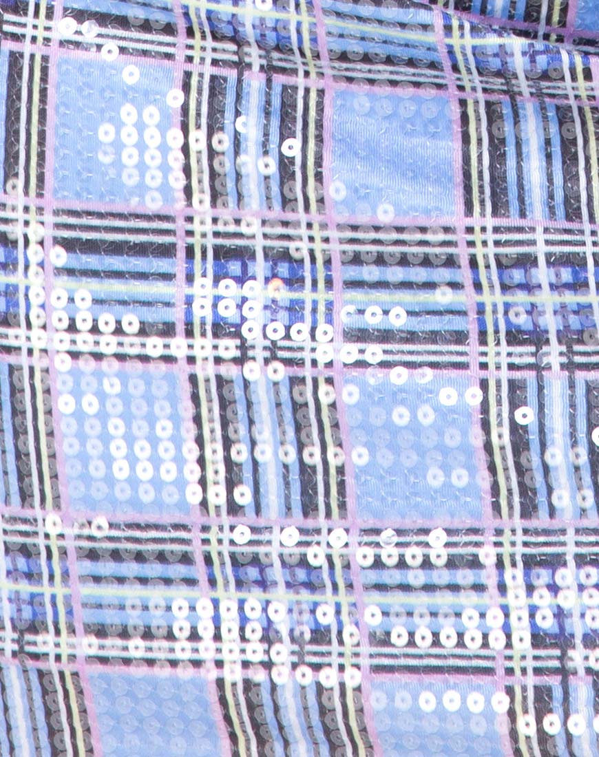 Image of Seleh Bodycon Dress in 90s Check with Clear Sequin