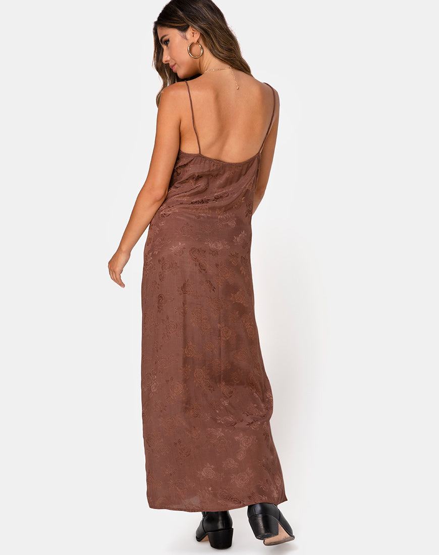Image of Senia Dress in Satin Rose Chocolate