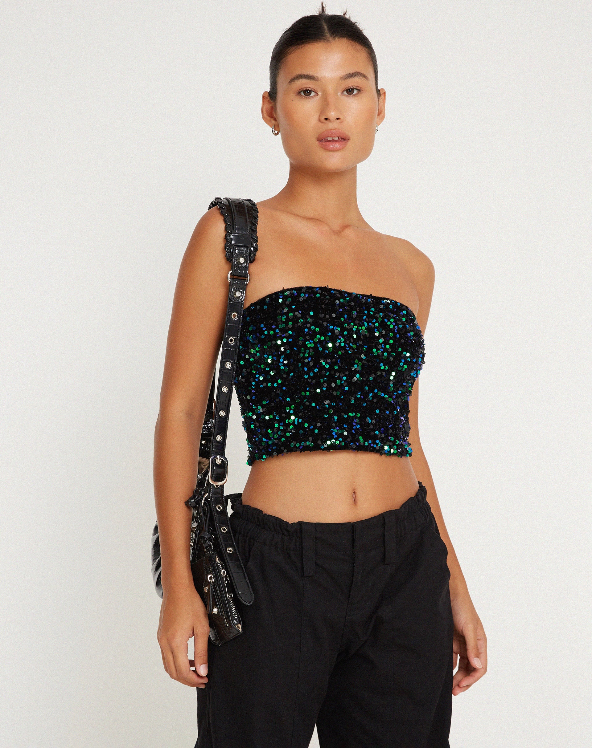 Sparkly black cheap tube top
