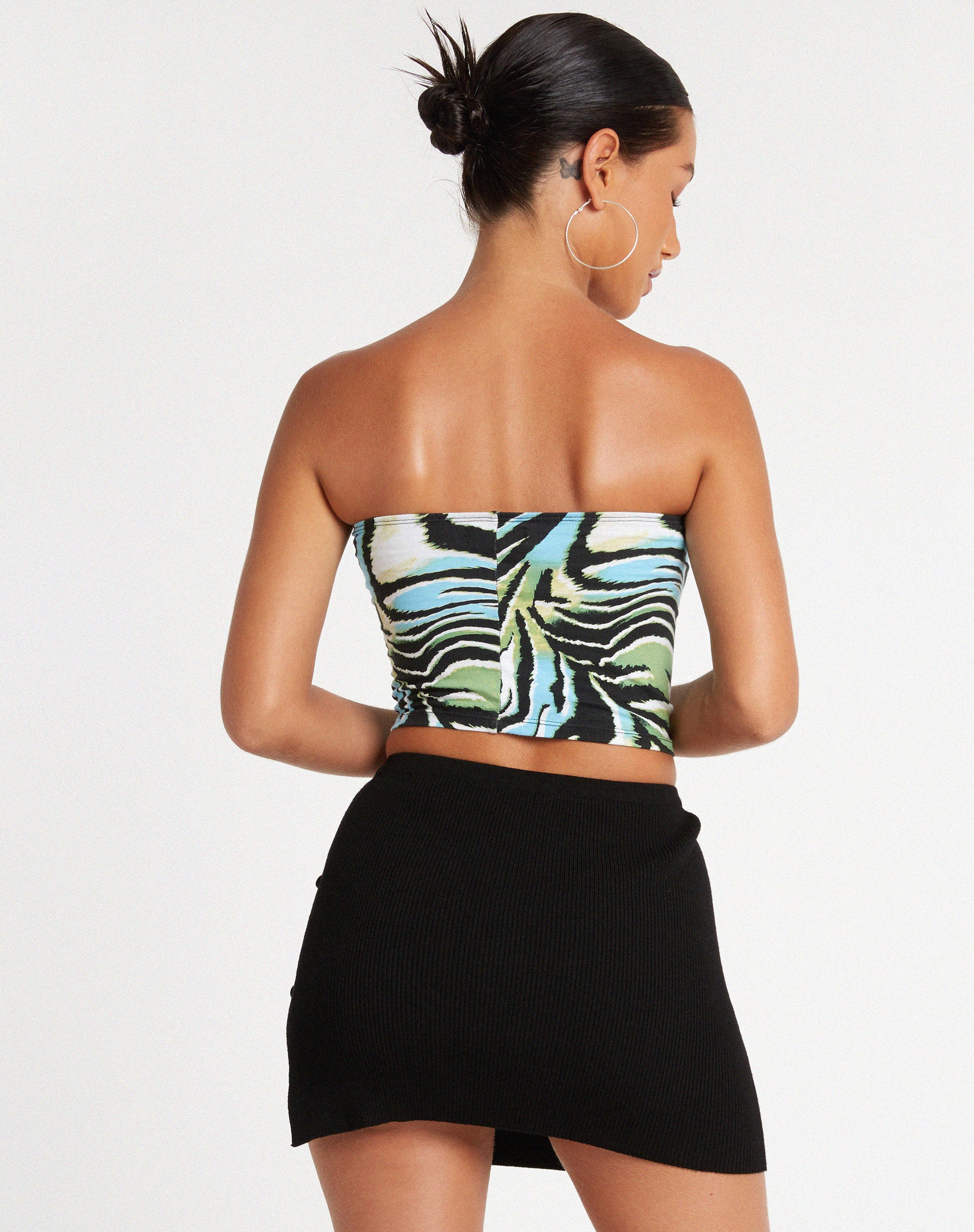 image of Shae Bandeau Top in Warped Zebra Blue