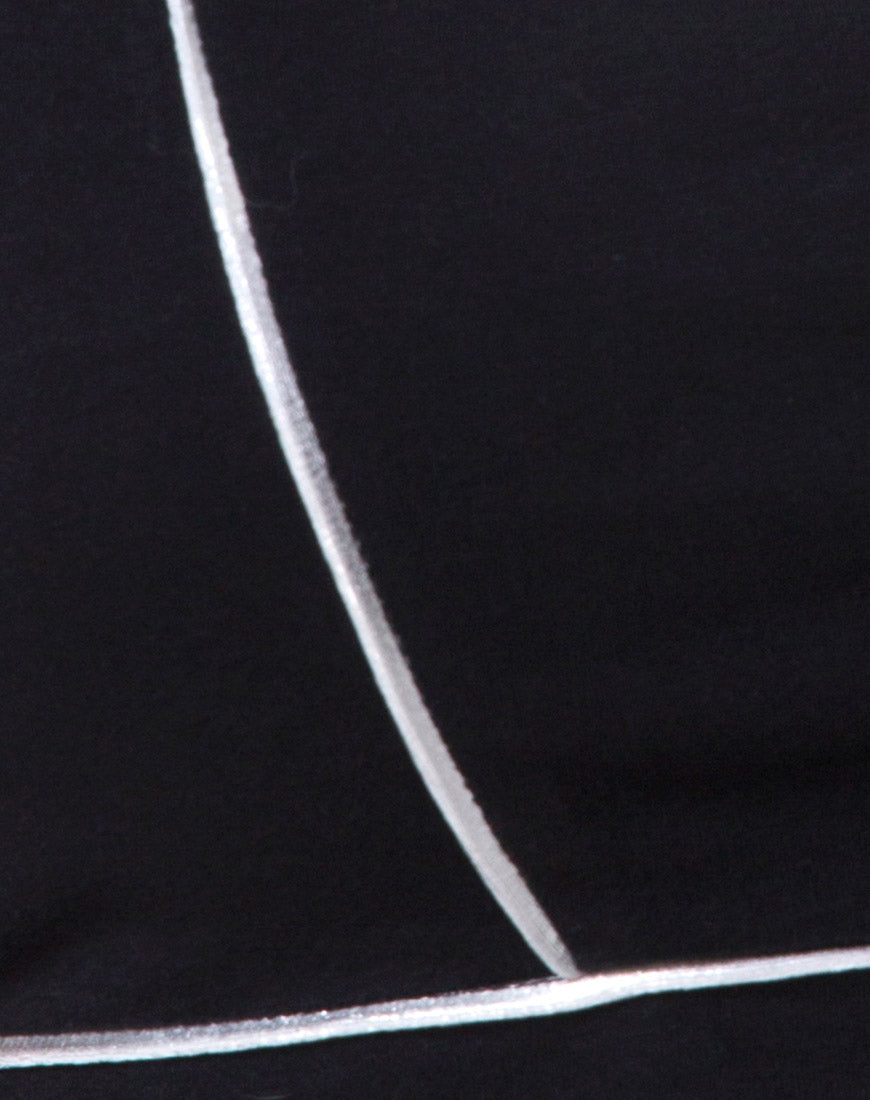 Image of Shano Crop Top in Black With White Piping